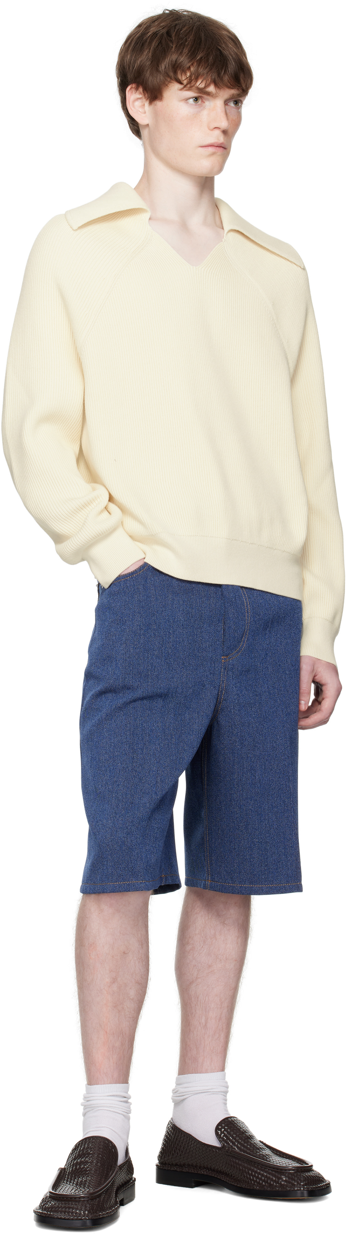 Bottega Veneta: Off-White English Rib Sweater | SSENSE