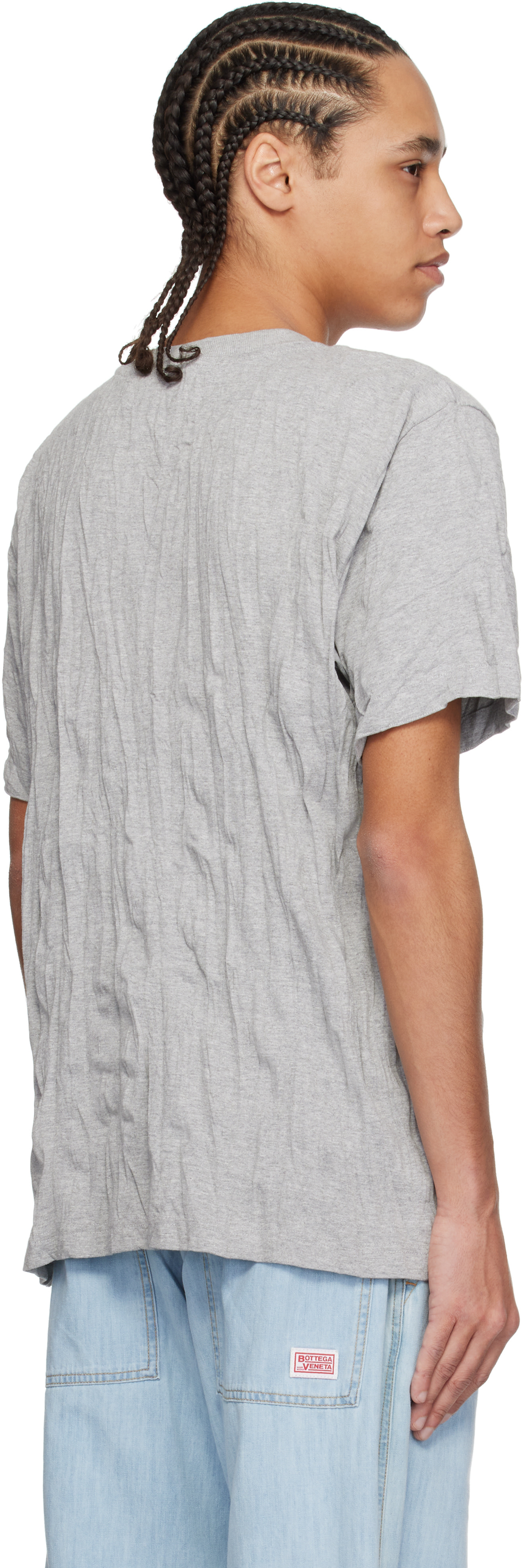 Bottega Veneta: グレー Crushed コットン ジャージ プリントTシャツ 