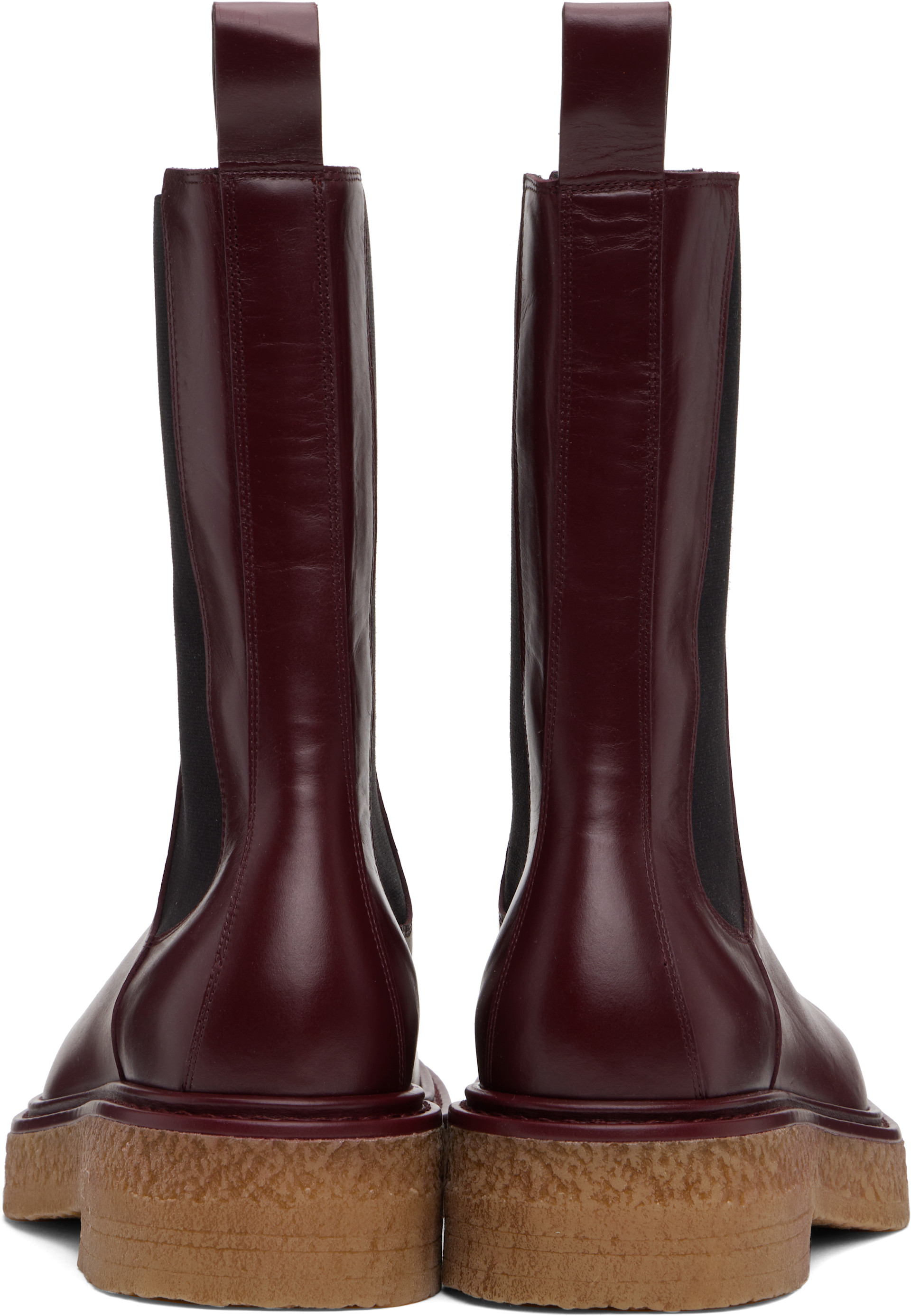 Bottega Veneta: Burgundy Haddock Chelsea Boots | SSENSE