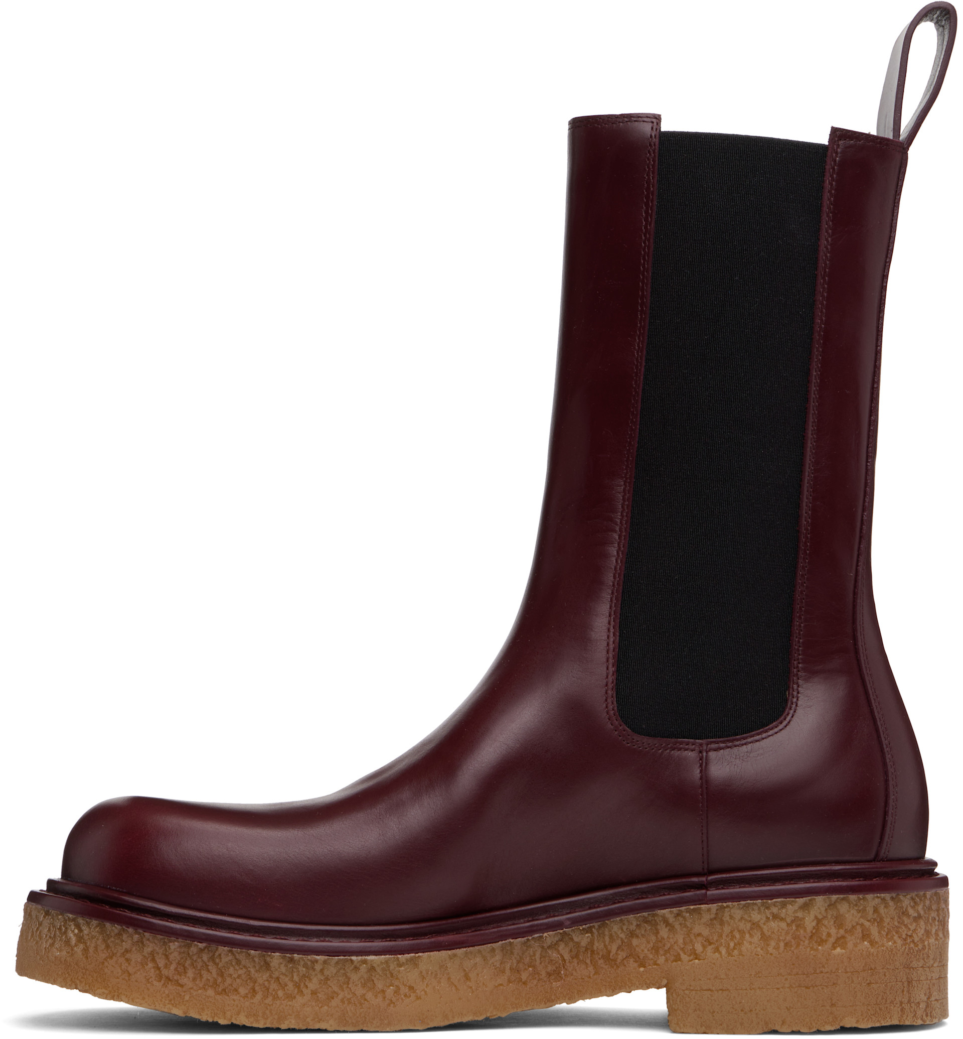 Bottega Veneta: バーガンディ Haddock チェルシーブーツ | SSENSE 日本