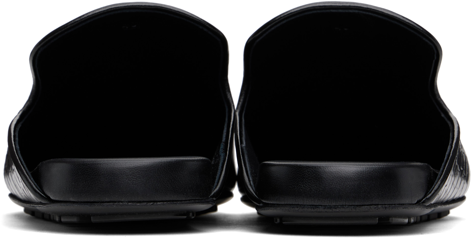 Bottega Veneta: Black Roma Slippers | SSENSE