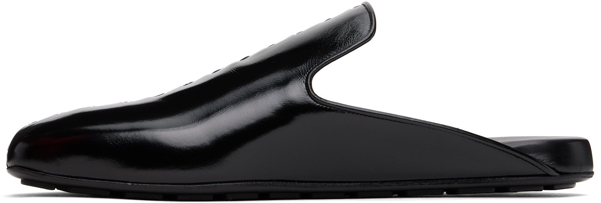Bottega Veneta: Black Roma Slippers | SSENSE