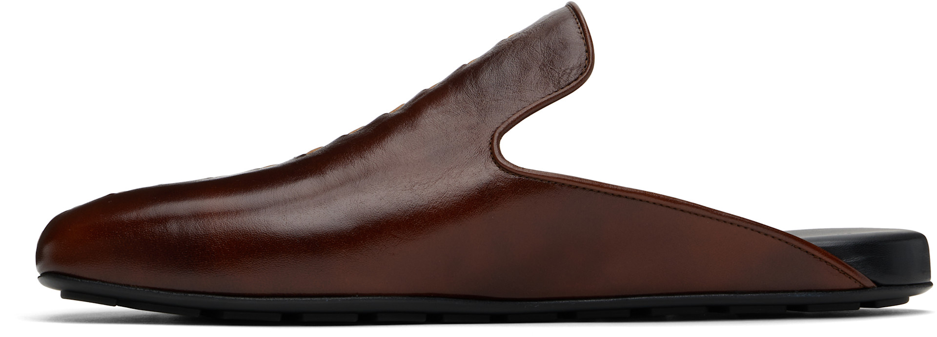 Bottega Veneta: Brown Roma Slippers | SSENSE Bottega Veneta: Brown Roma Slippers | SSENSE