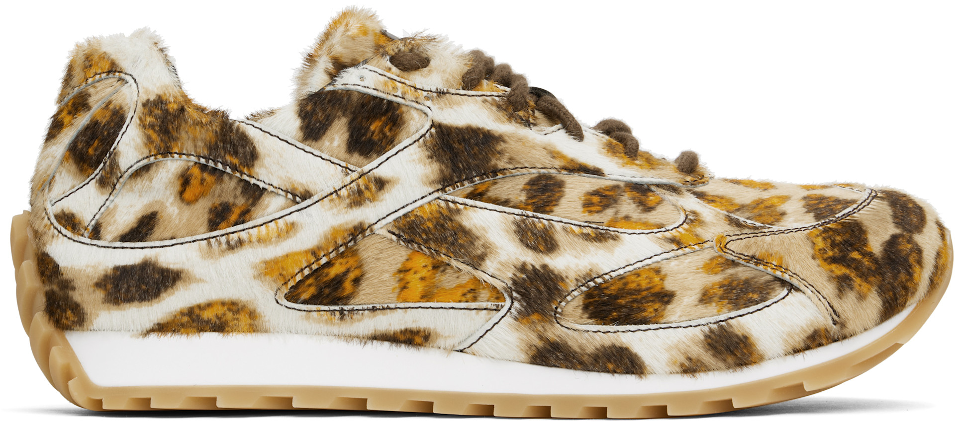 Bottega Veneta: White & Orange Orbit Sneakers | SSENSE