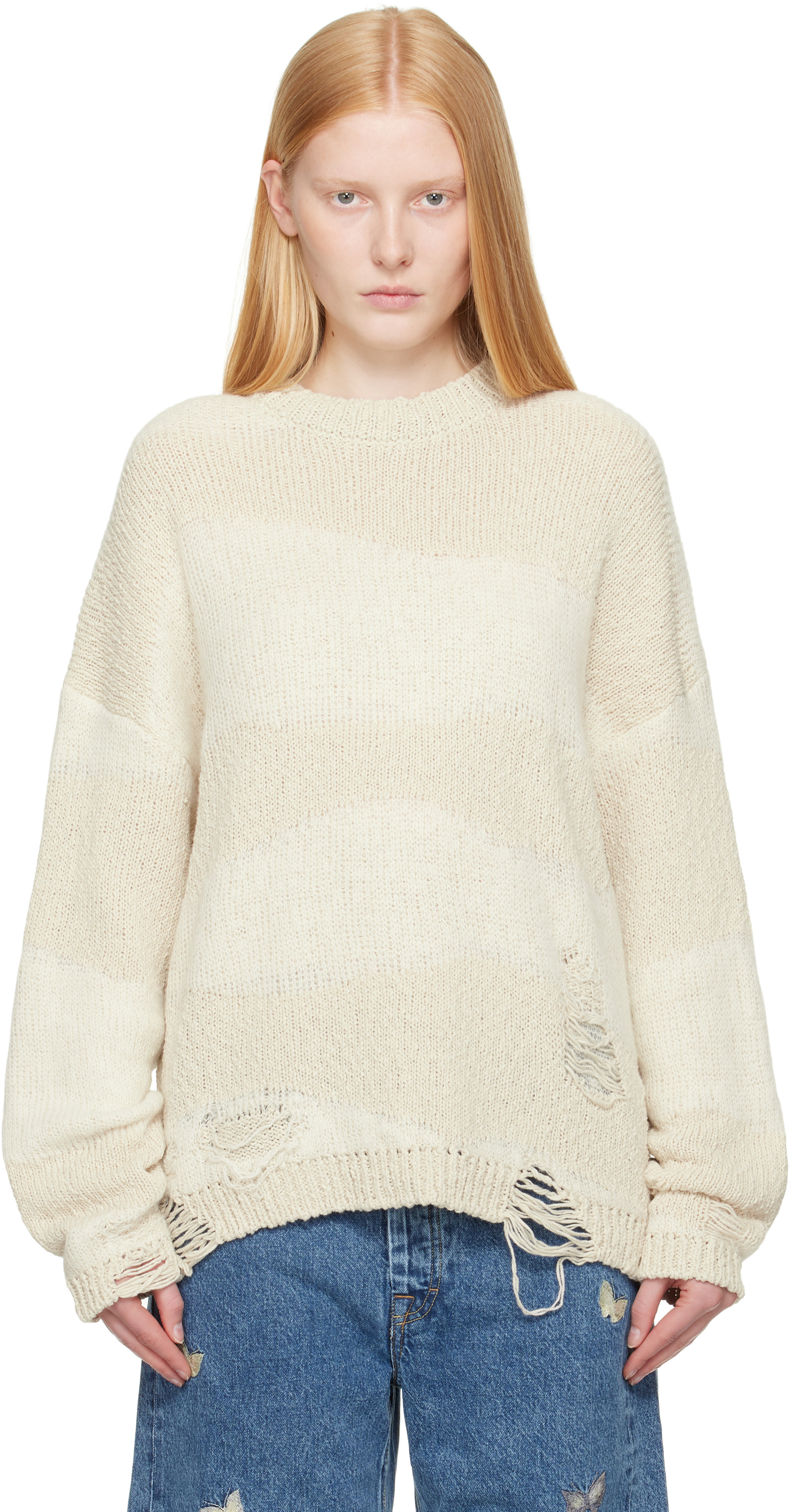 OUR LEGACY - Pull Popover blanc cassé