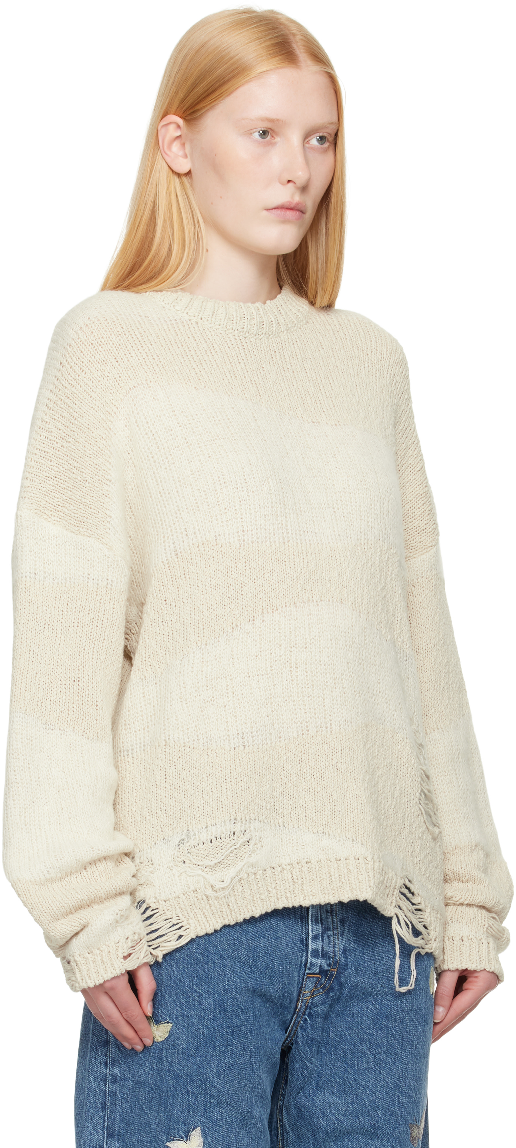 OUR LEGACY - Pull Popover blanc cassé