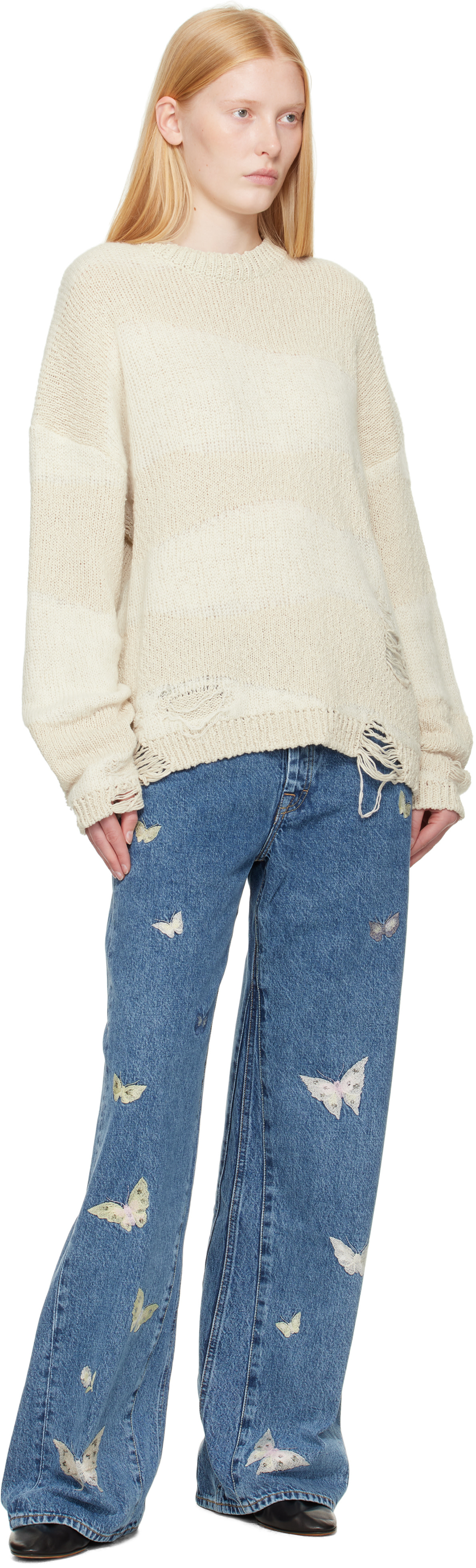 OUR LEGACY - Pull Popover blanc cassé