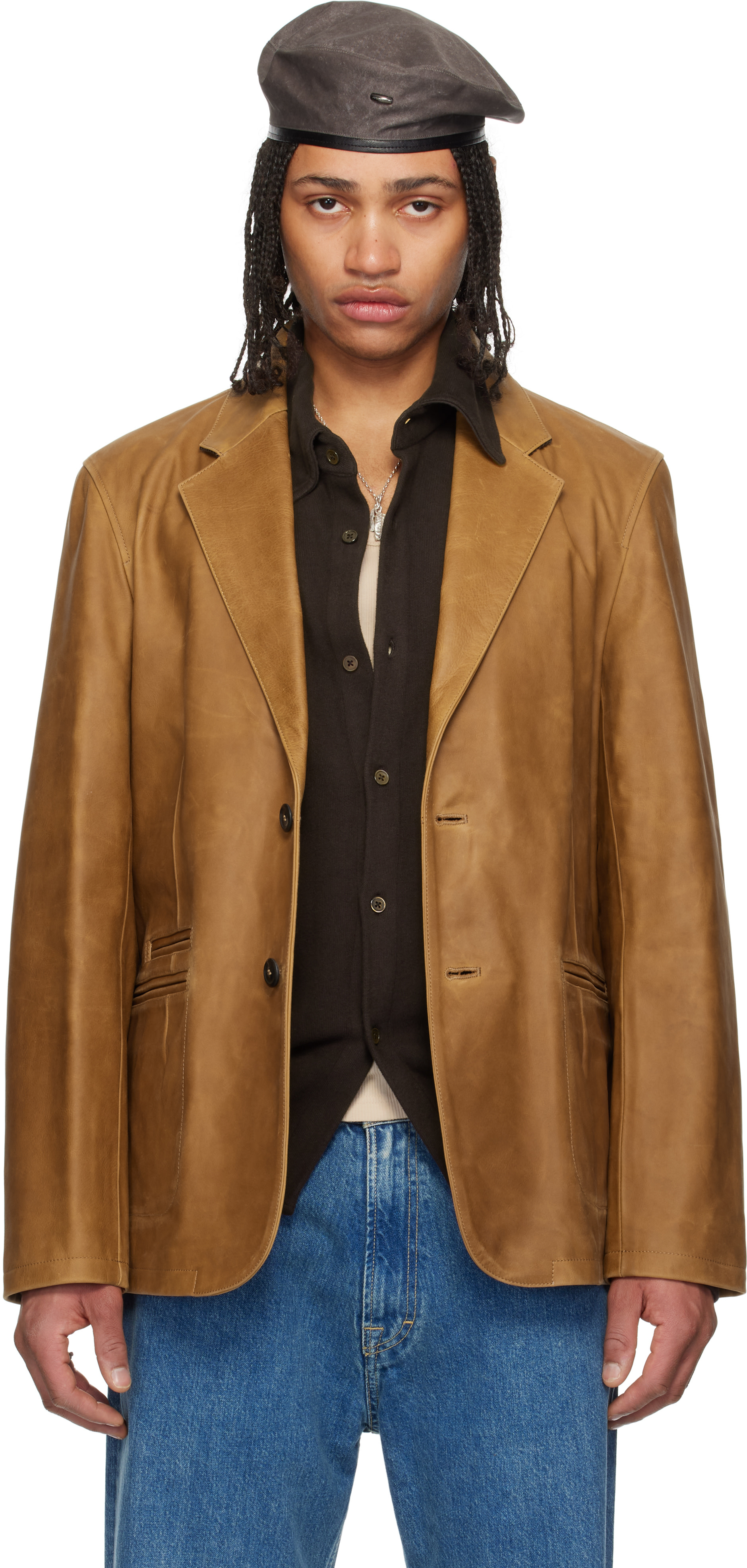 OUR LEGACY: Tan Opening Leather Blazer | SSENSE Canada