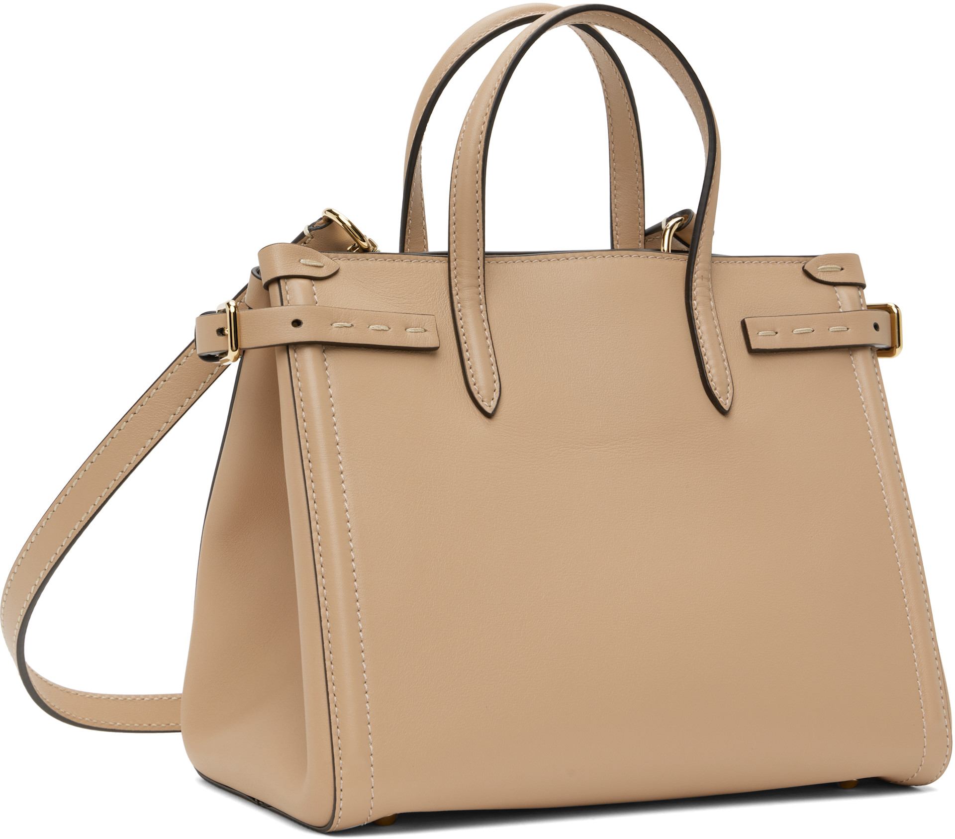 Valentino Garavani: Tan Antibes Small Shopping Tote | SSENSE