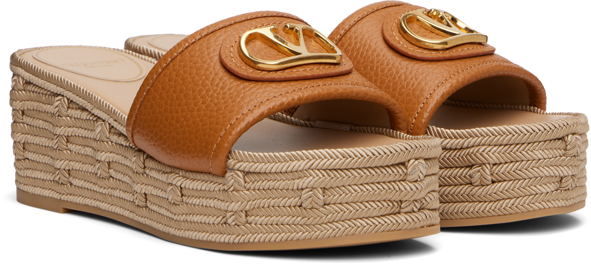 Valentino Garavani: Brown VLogo Signature Slide Espadrillas
