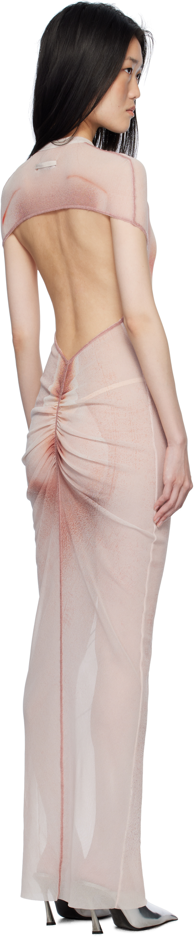 jean paul gaultier backless dress Gaultier: Pink 'Le Classique' Open-Backed Maxi Extended Sizes Oh Polly Long Sleeve item size:S