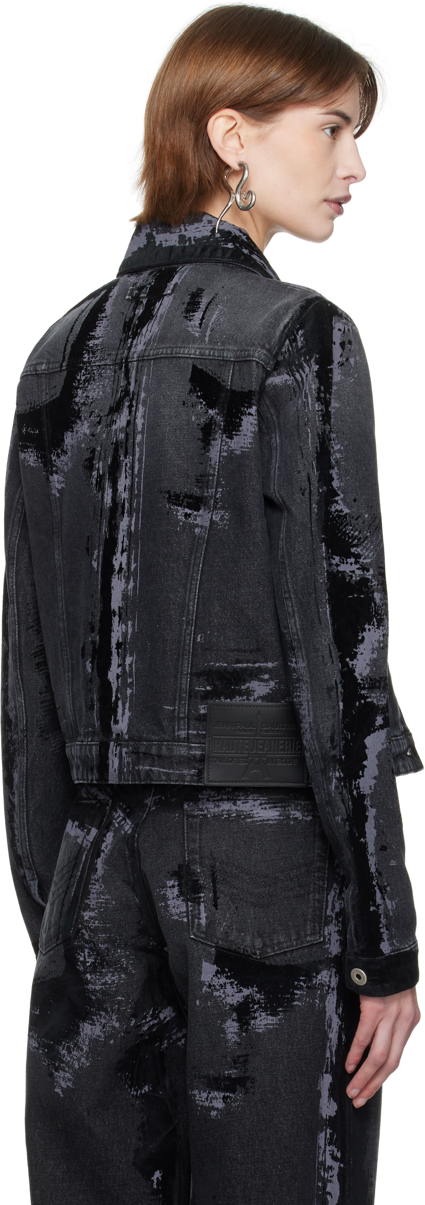 Jean Paul Gaultier: Black 'The Flocked' Denim Jacket | SSENSE