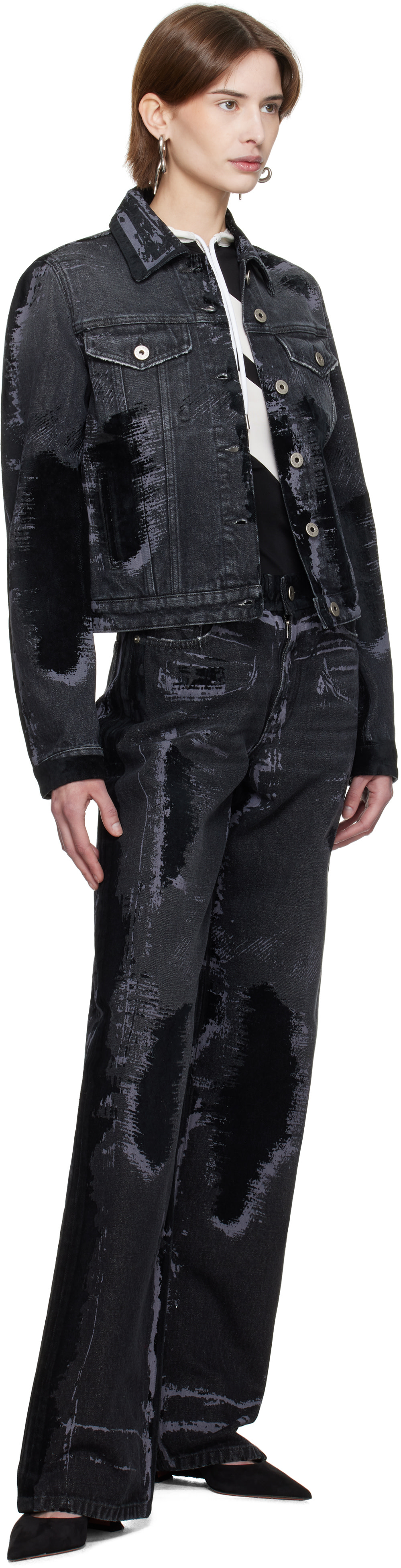 Jean Paul Gaultier: Black 'The Flocked' Denim Jacket | SSENSE
