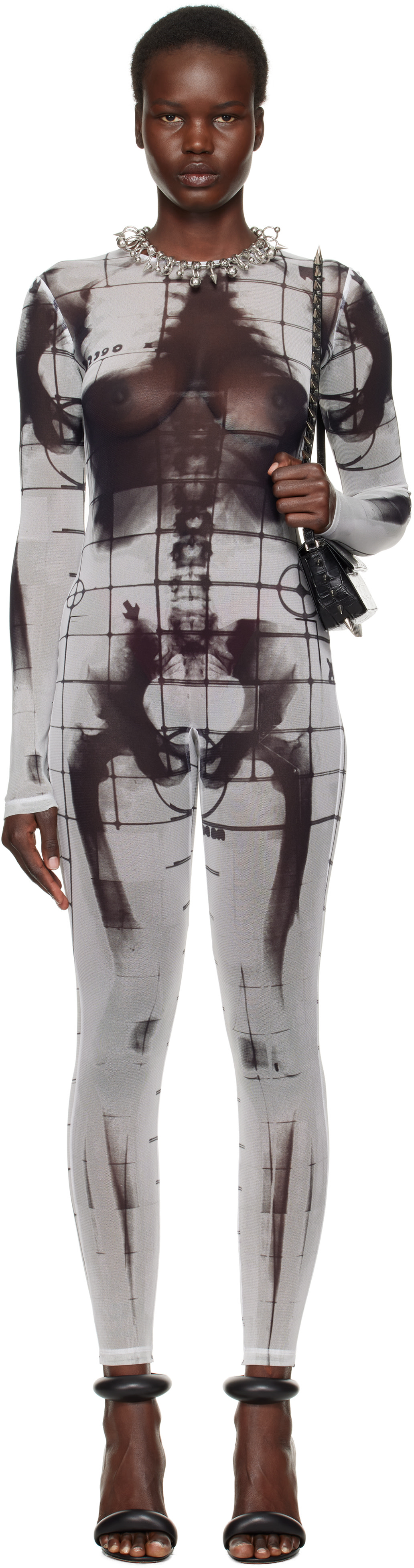 Jean Paul Gaultier: White & Black 'The Squeletor' Jumpsuit | SSENSE