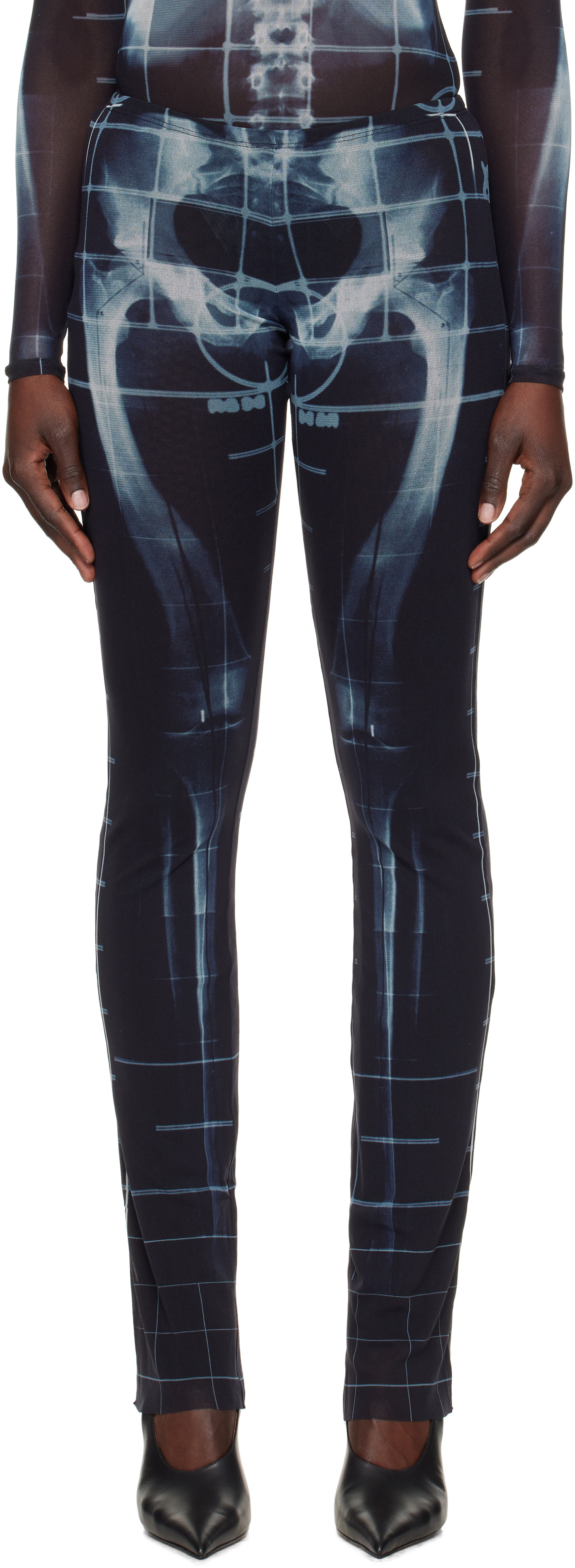 Jean Paul Gaultier: Black & Blue 'The Squeletor' Lounge Pants | SSENSE