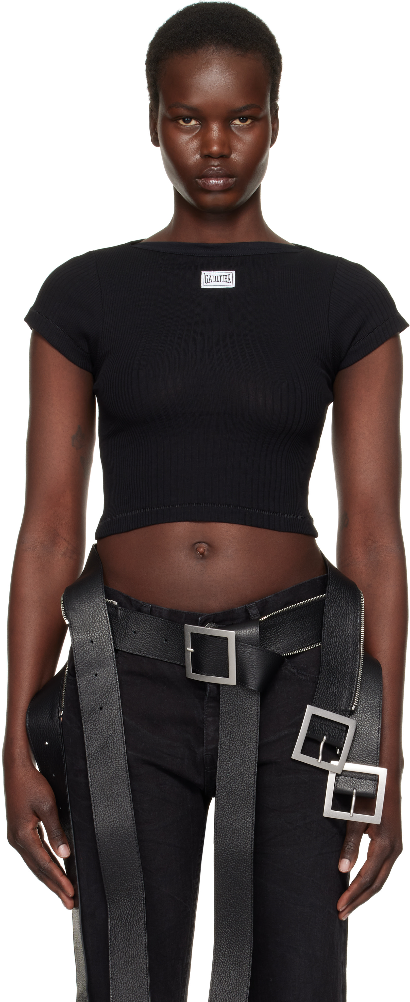 Jean Paul Gaultier: ブラック The Patch Tシャツ | SSENSE 日本