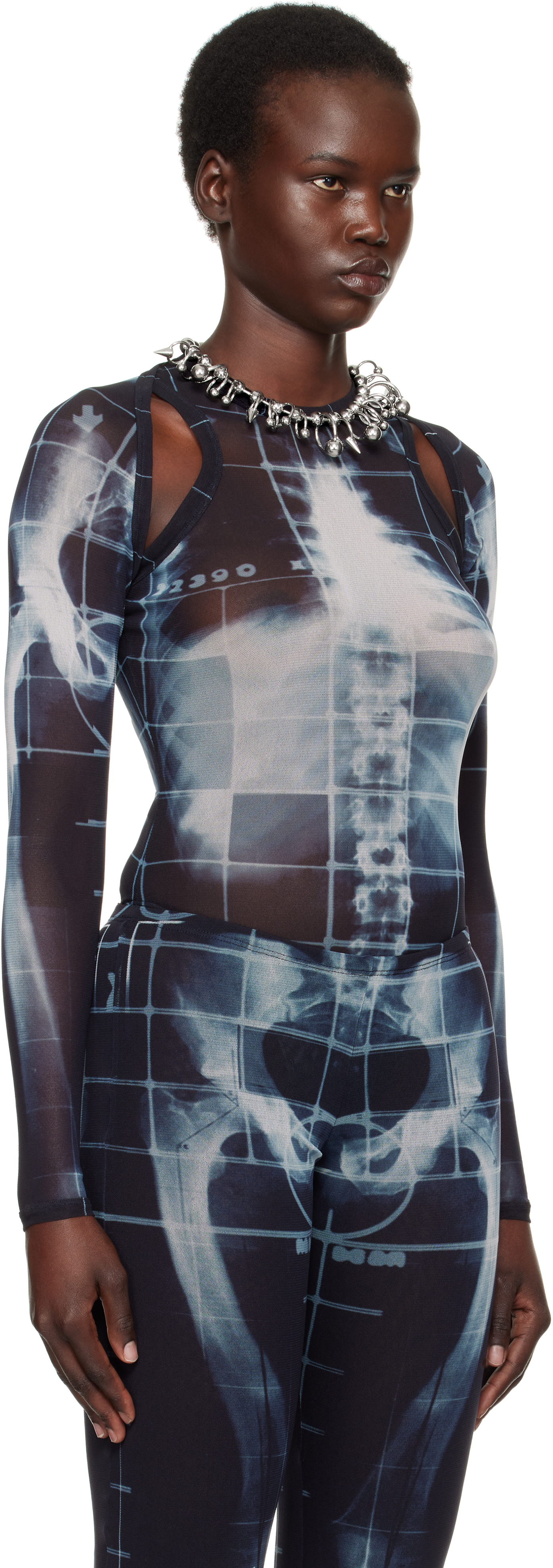 Jean Paul Gaultier: Black & Blue 'The Squeletor' Cardigan | SSENSE
