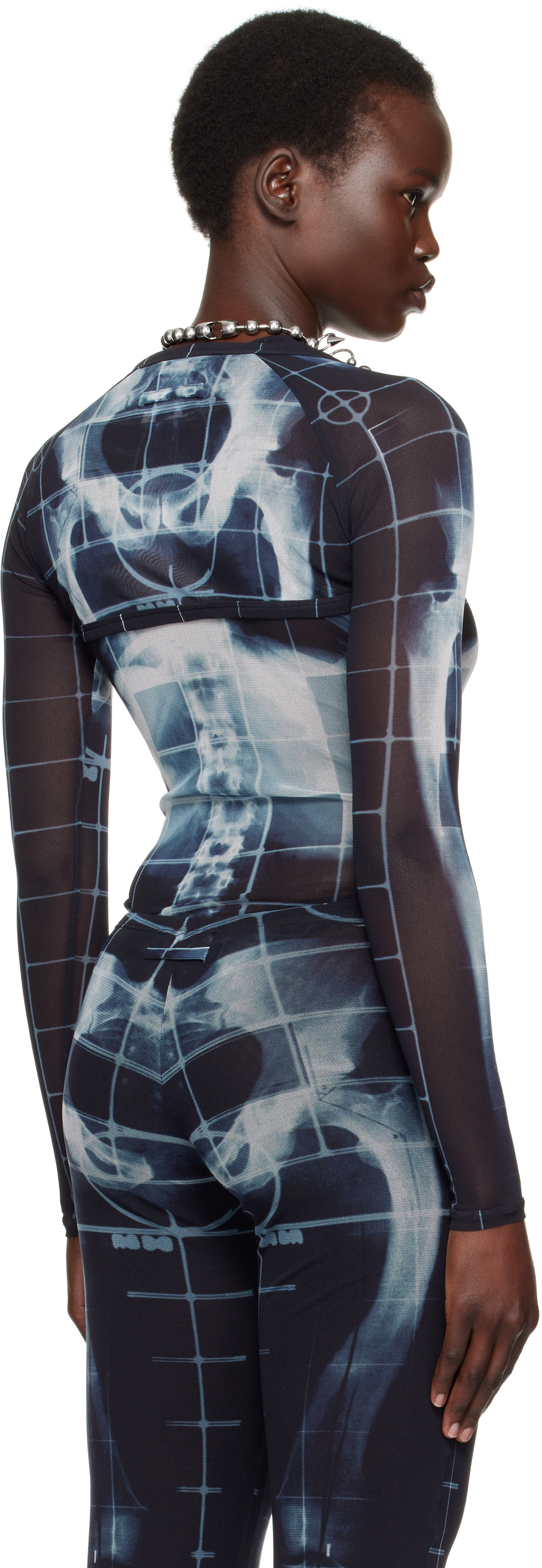 Jean Paul Gaultier: Black & Blue 'The Squeletor' Cardigan | SSENSE
