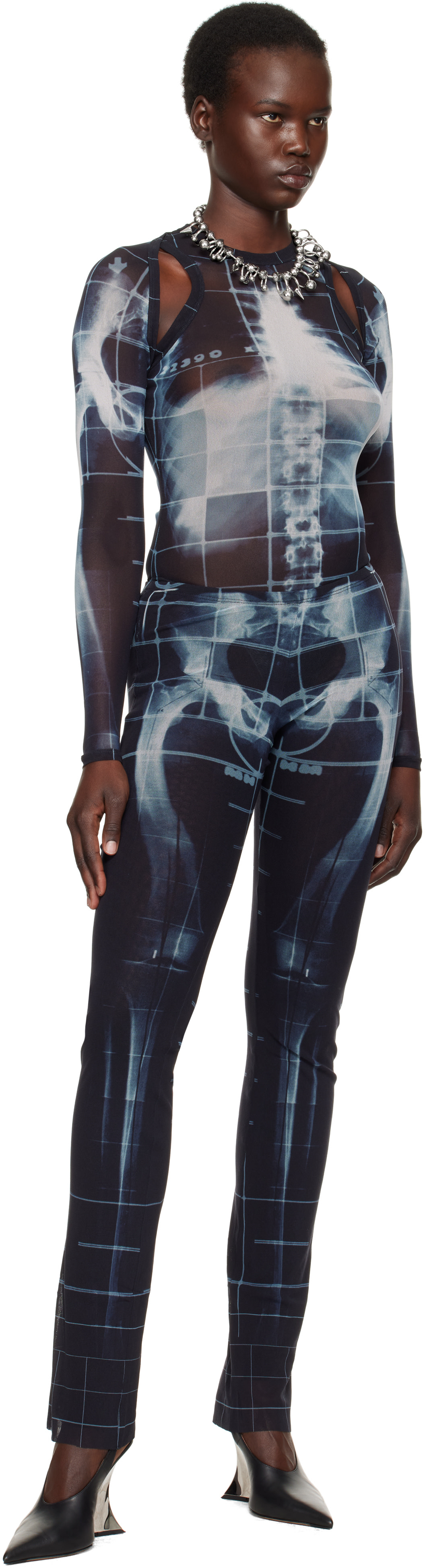 Jean Paul Gaultier: Black & Blue 'The Squeletor' Cardigan | SSENSE