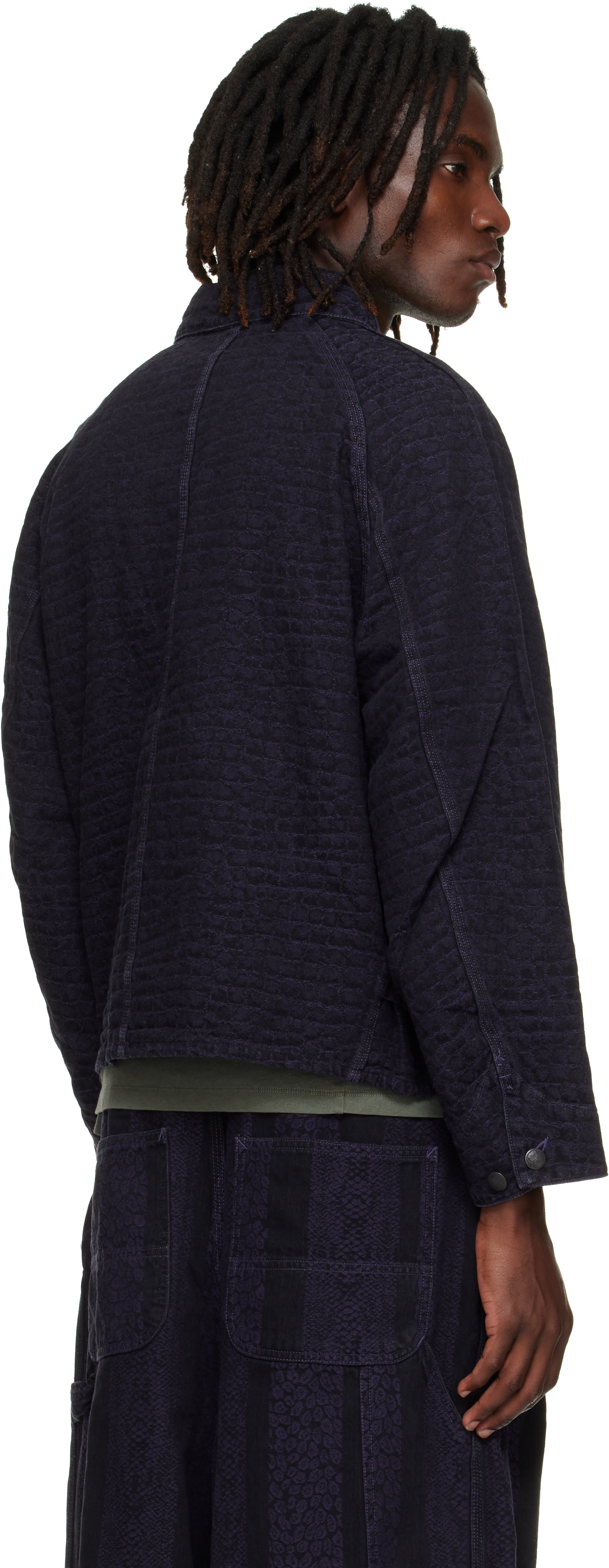NEEDLES - Black Crocodile Jacquard Short Denim Jacket