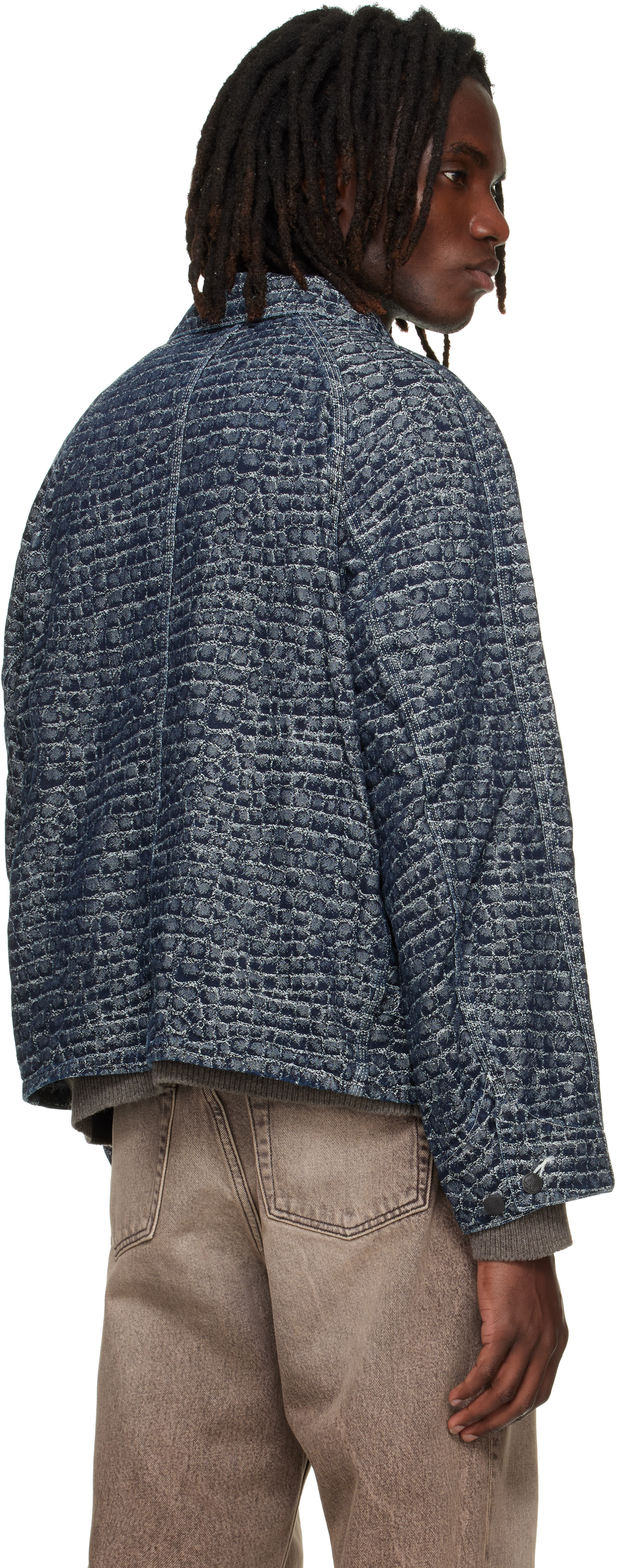 Needles - 海军蓝 Crocodile Jacquard Short 牛仔夹克