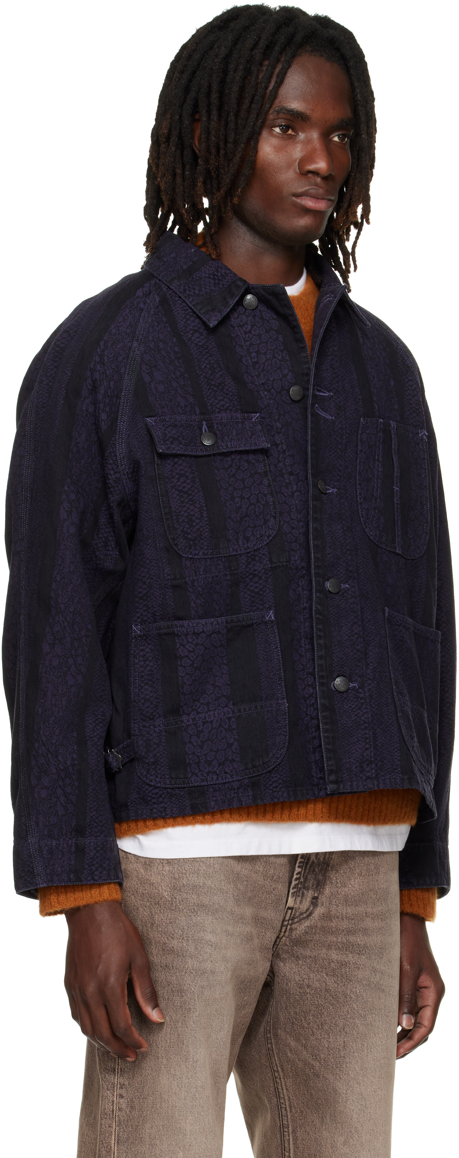NEEDLES - Black Python Jacquard Short Denim Jacket