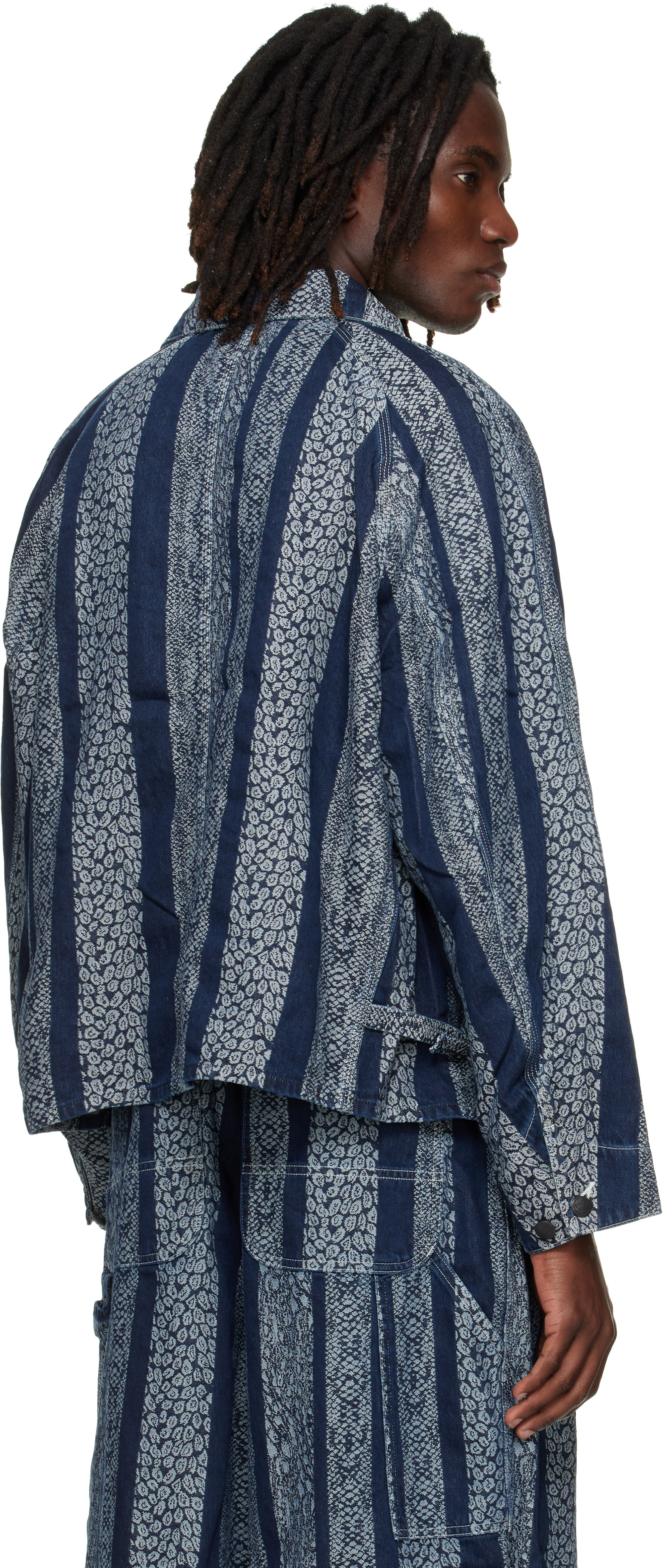 NEEDLES - Navy Python Jacquard Short Denim Jacket