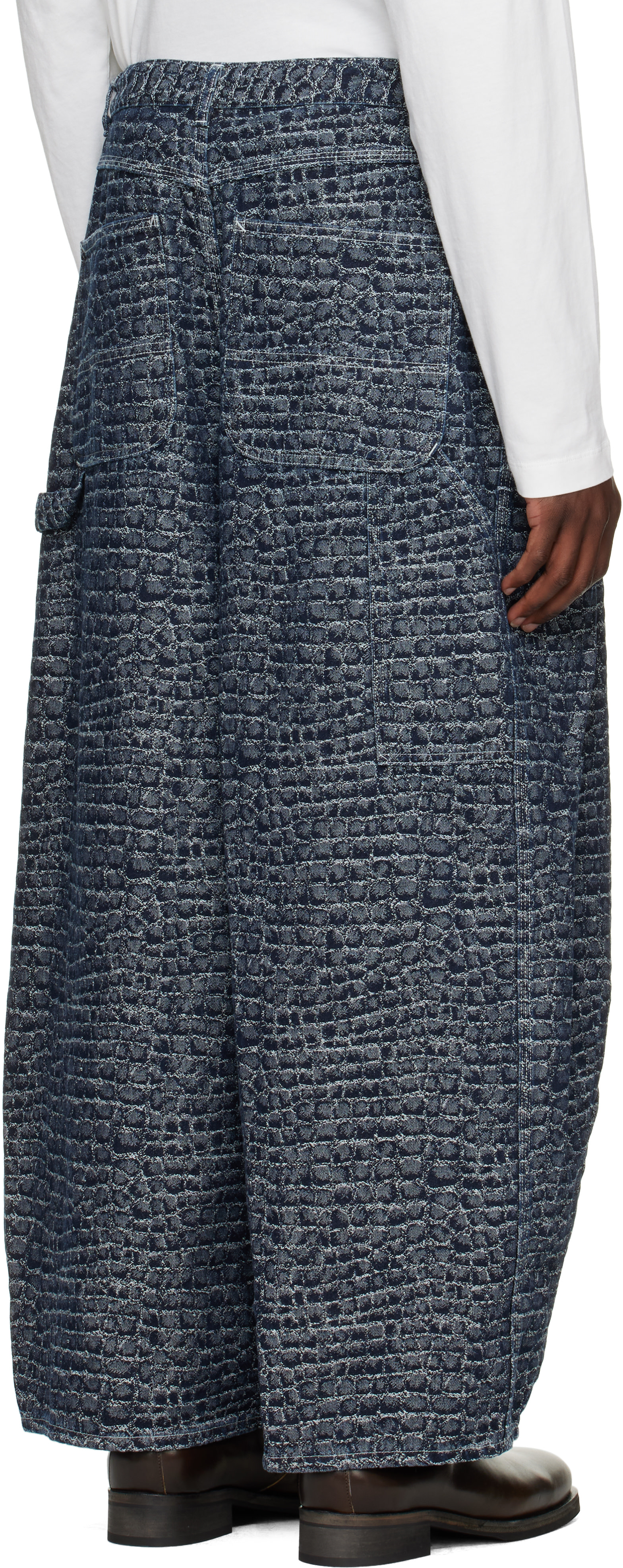 NEEDLES - Navy Crocodile Jacquard H.D. Painter Jeans