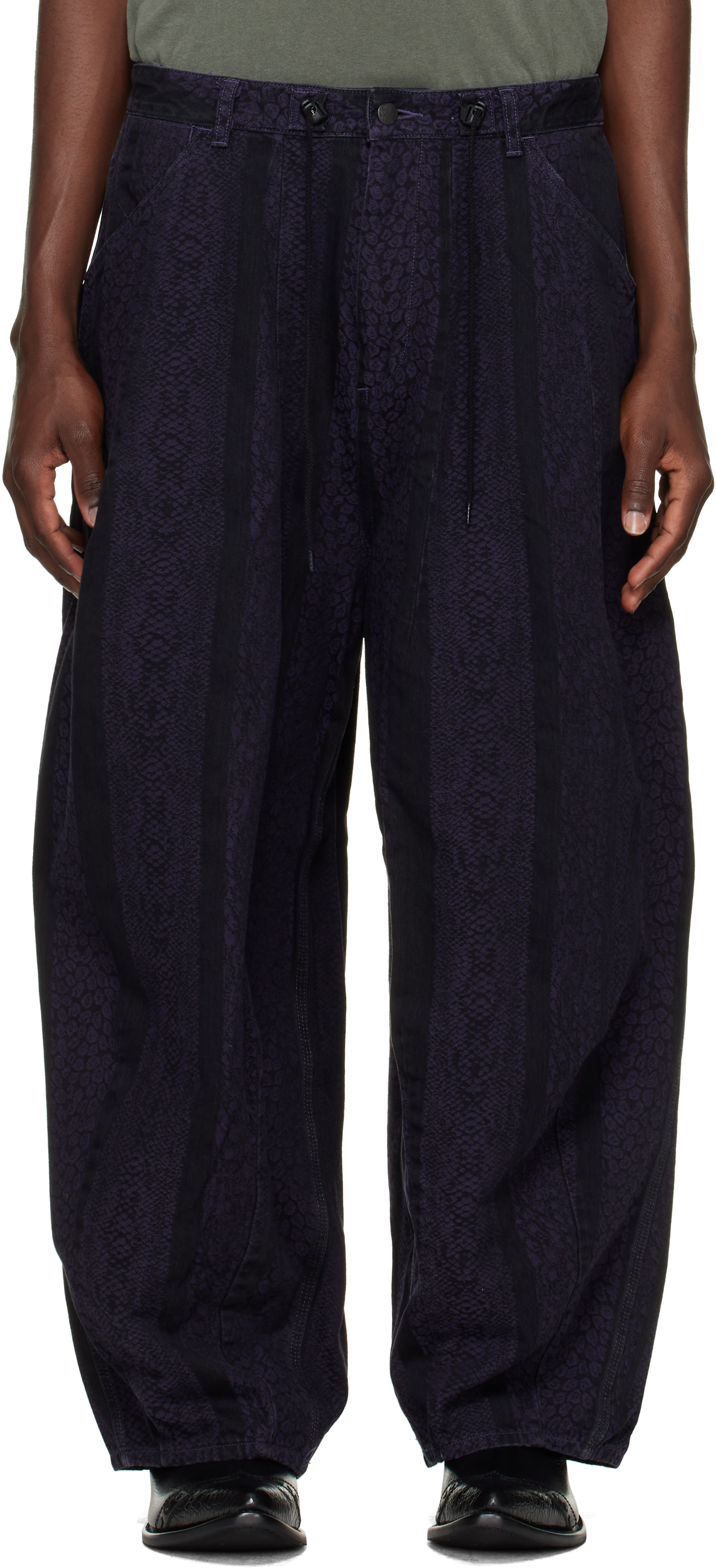 NEEDLES - Black Python Jacquard H.D. Painter Jeans