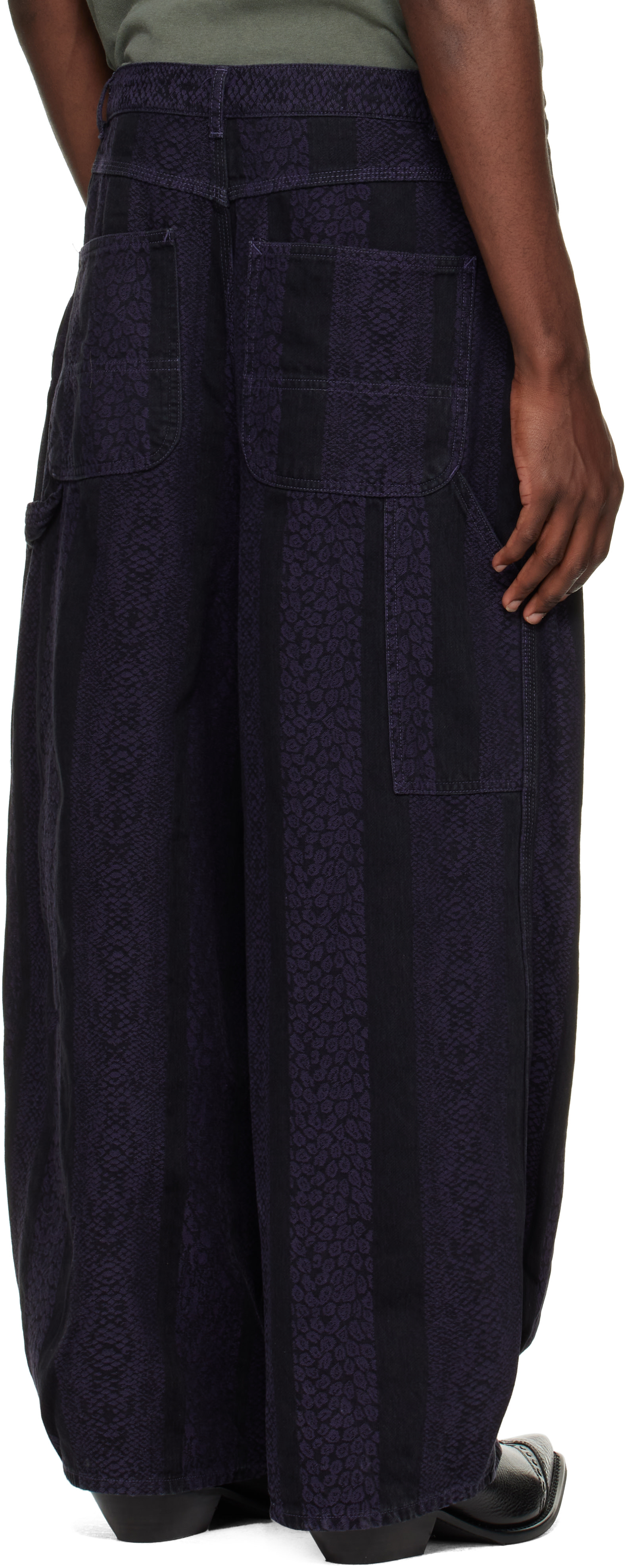NEEDLES - Black Python Jacquard H.D. Painter Jeans