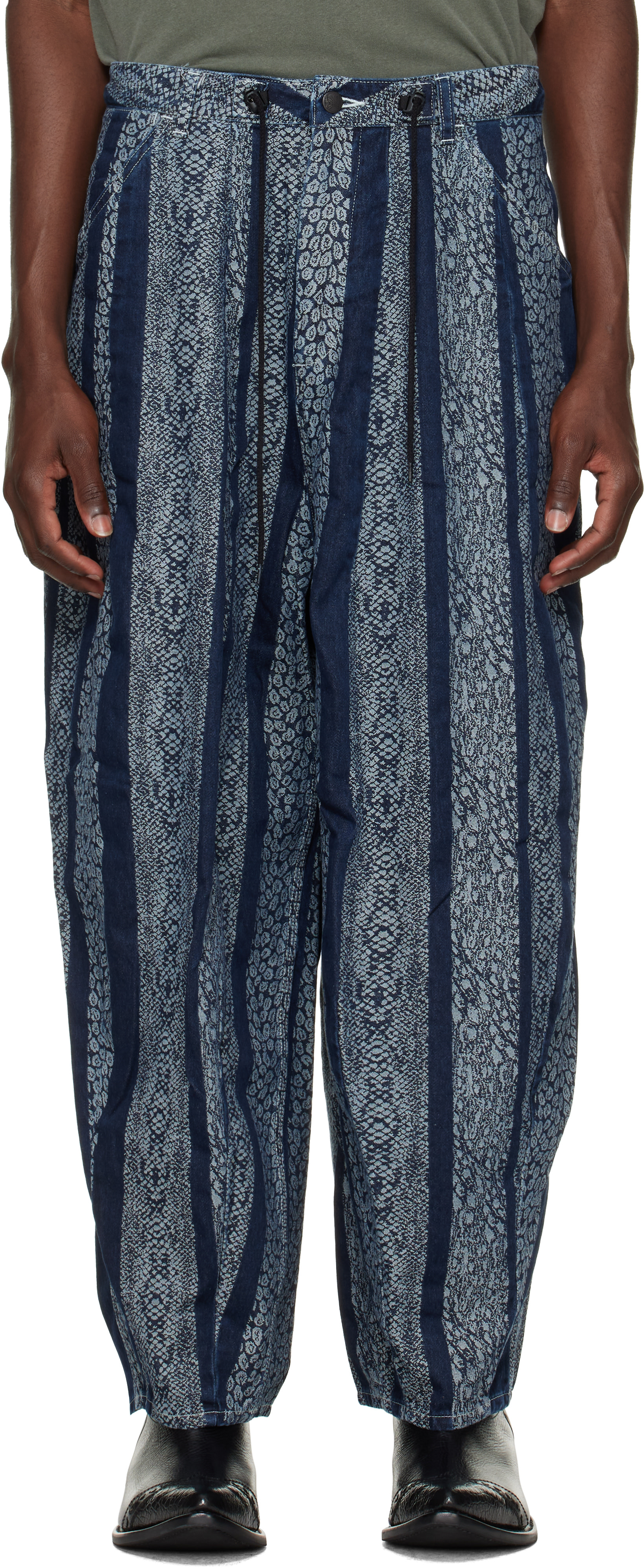 NEEDLES - Navy Python Jacquard H.D. Painter Jeans