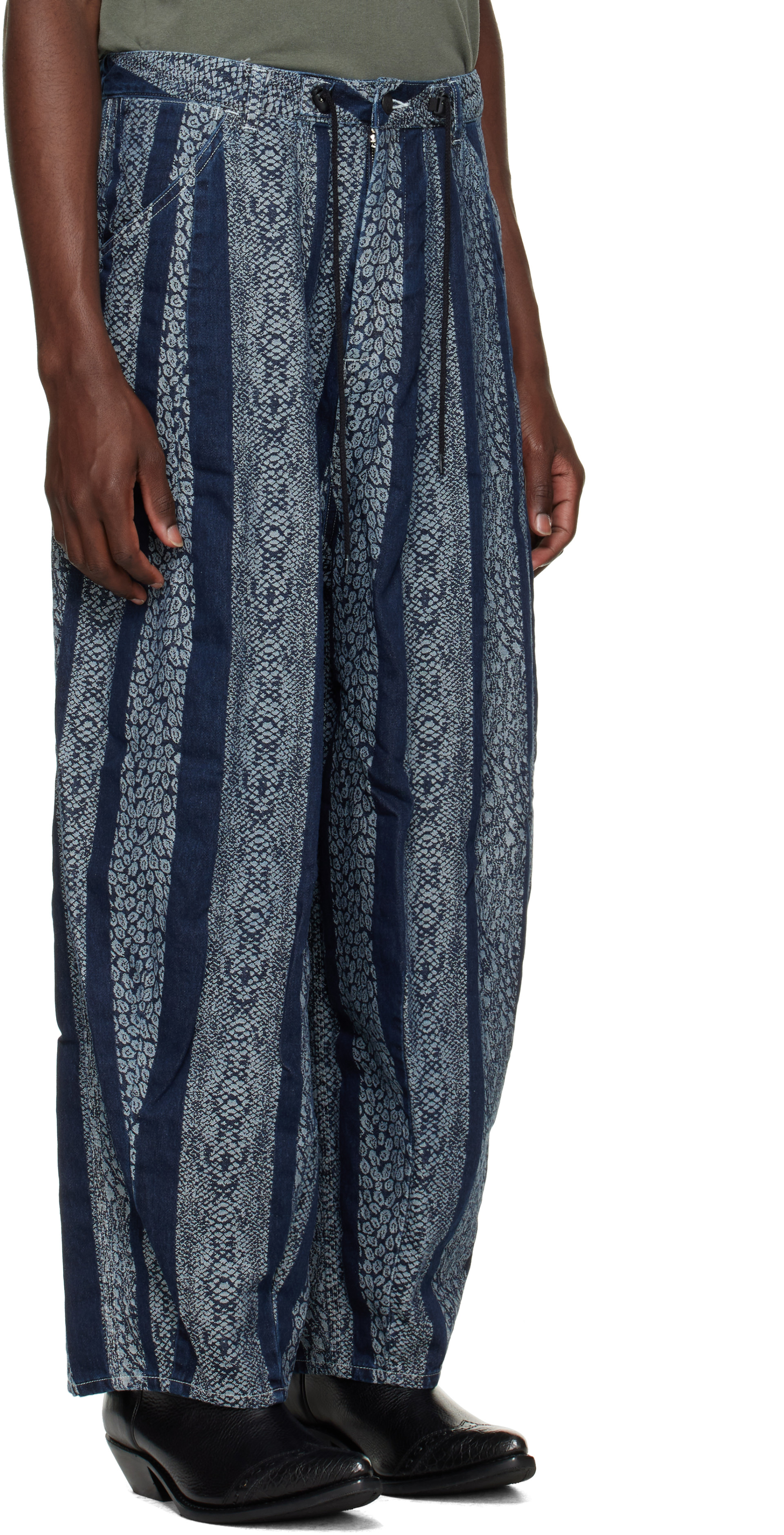 NEEDLES - Navy Python Jacquard H.D. Painter Jeans
