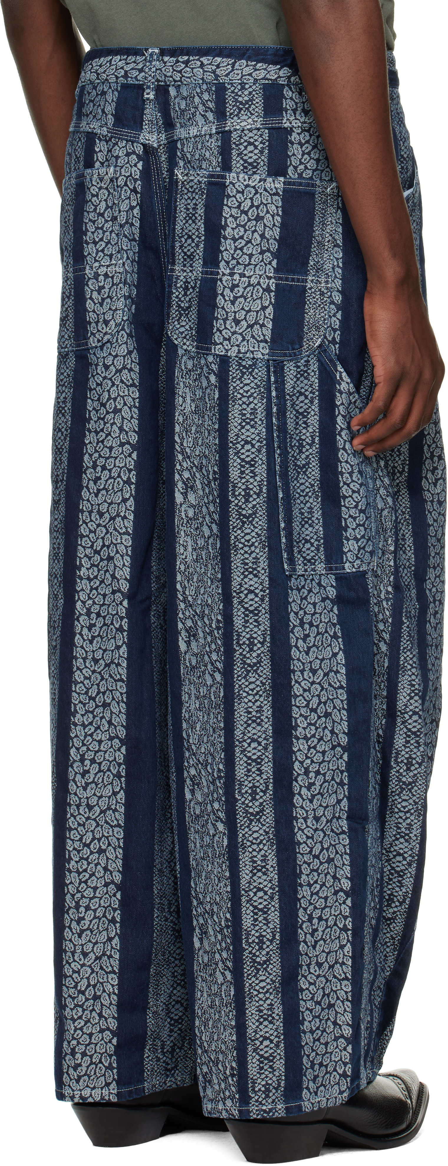 NEEDLES - Navy Python Jacquard H.D. Painter Jeans