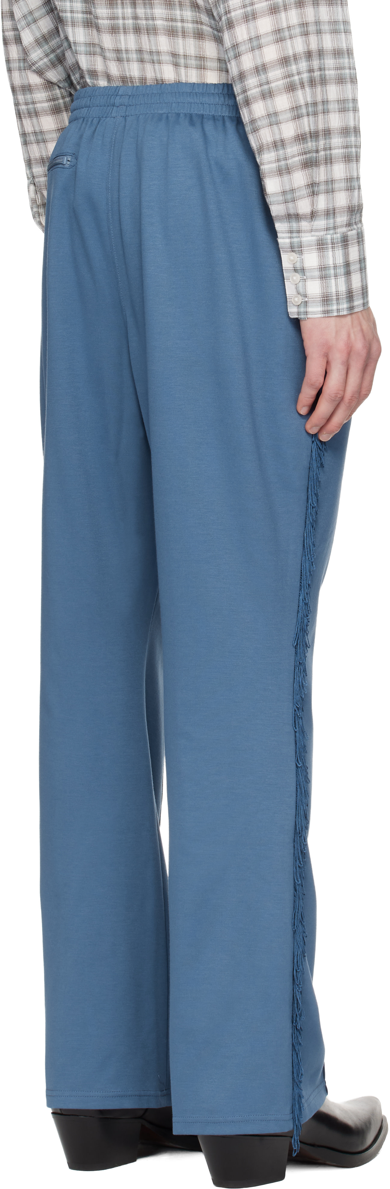 【未使用】NEEDLES Fringe Boot-Cut Track Pant NEEDLES: Navy Fringe Boot-Cut Track Pants | SSENSE