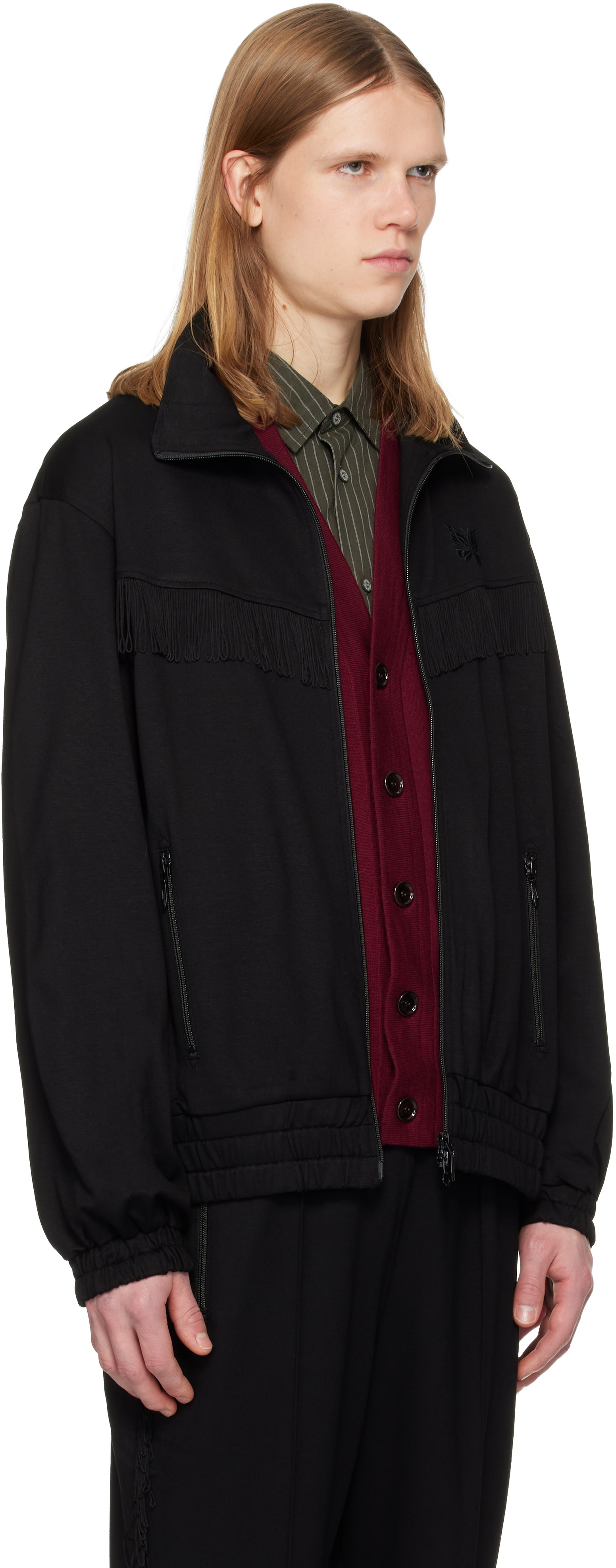NEEDLES: Black Fringe Track Jacket | SSENSE Canada