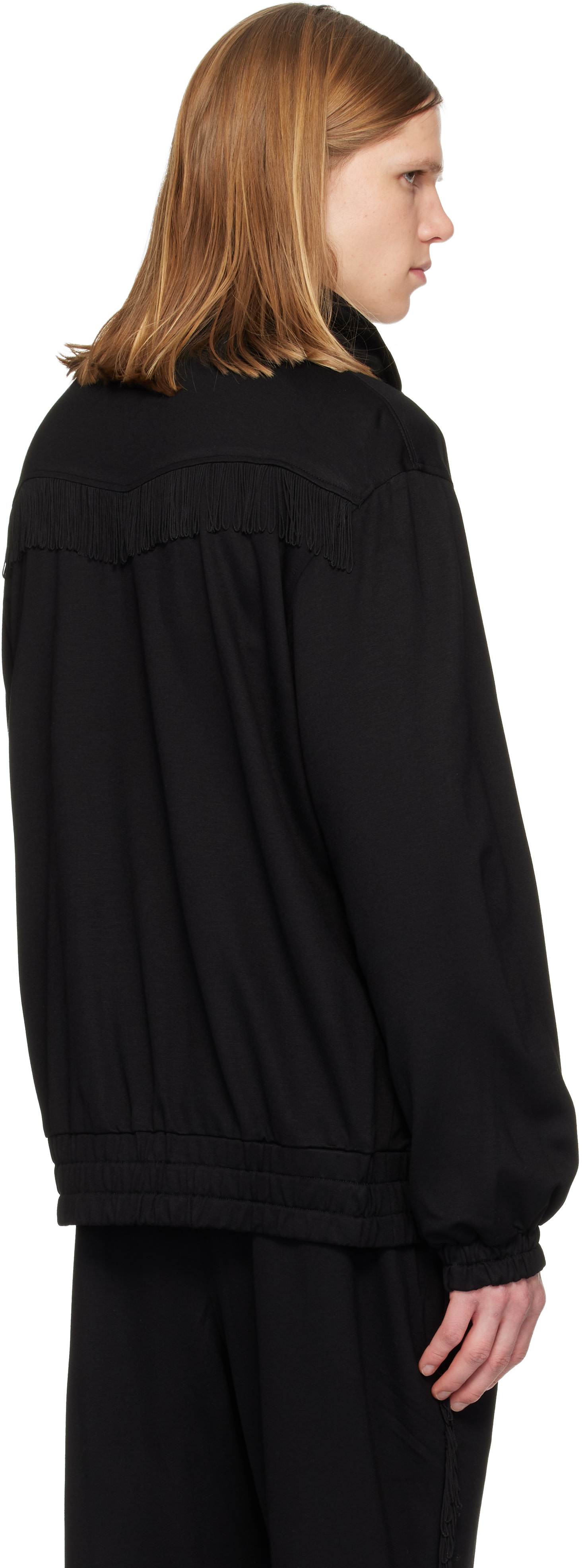 NEEDLES: Black Fringe Track Jacket | SSENSE