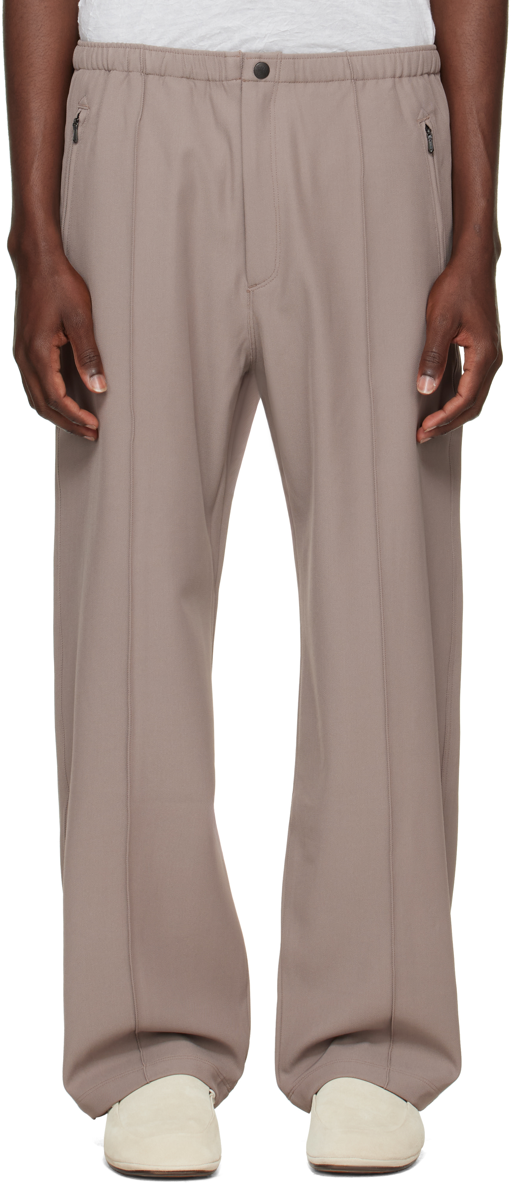 希少✨ needles track pants taupe NEEDLES: Taupe Cavalry Twill Warm Up Trousers | SSENSE
