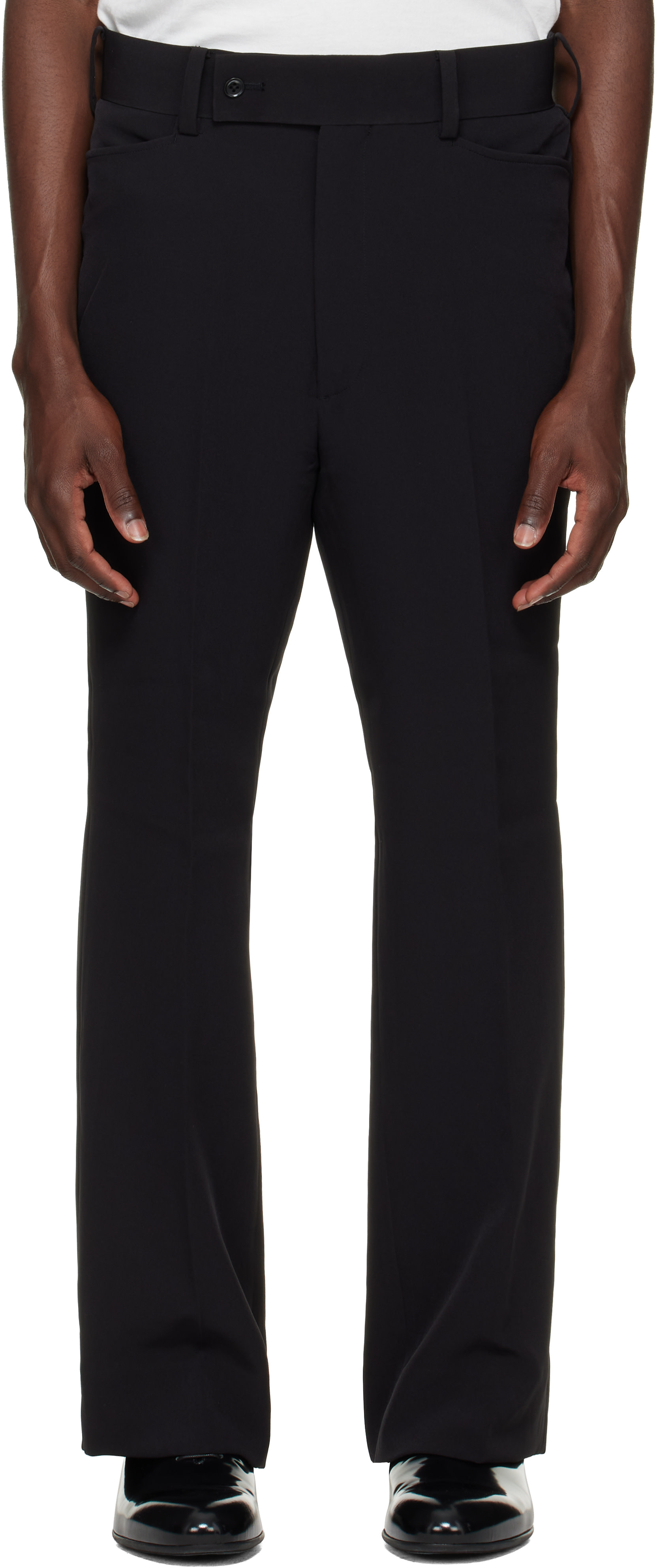 NEEDLES - Black Poly Light Double Cloth Boot-Cut Trousers