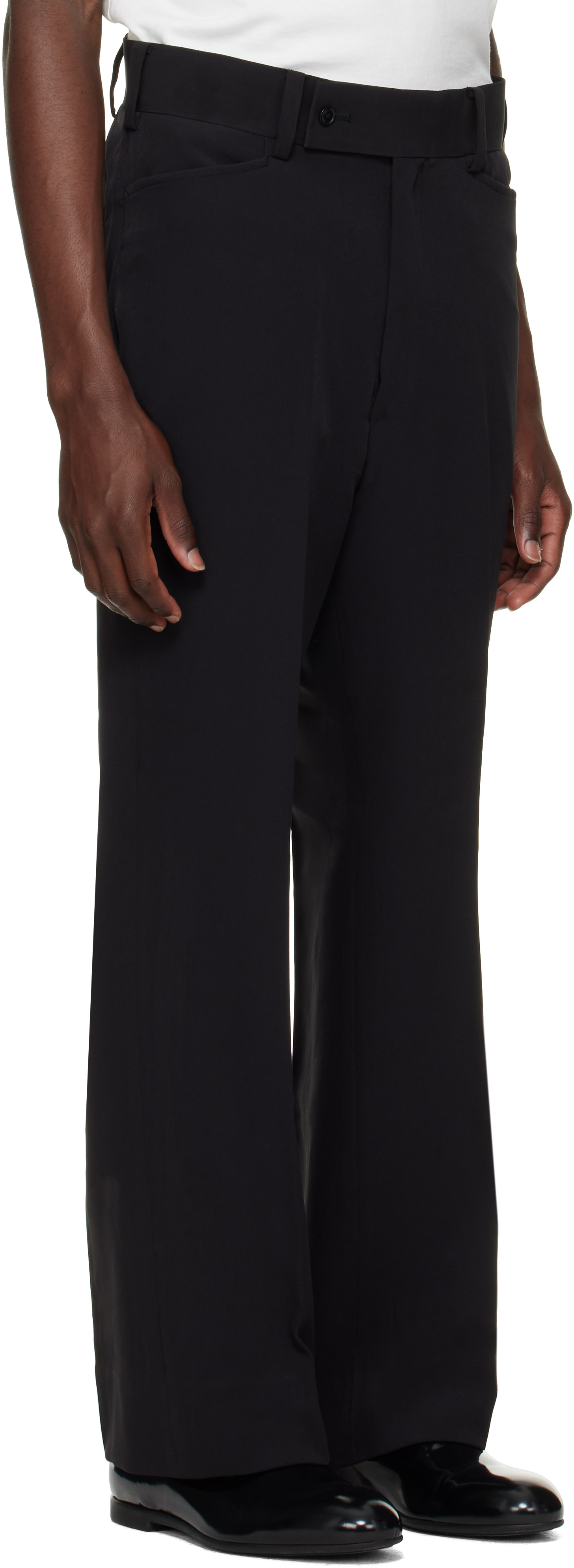 NEEDLES - Black Poly Light Double Cloth Boot-Cut Trousers