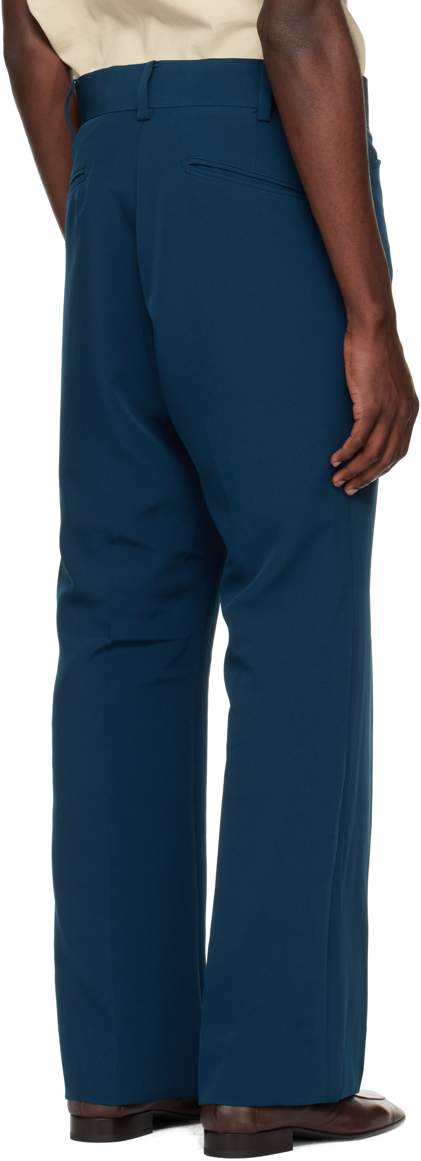 NEEDLES - Navy Poly Light Double Cloth Boot-Cut Trousers