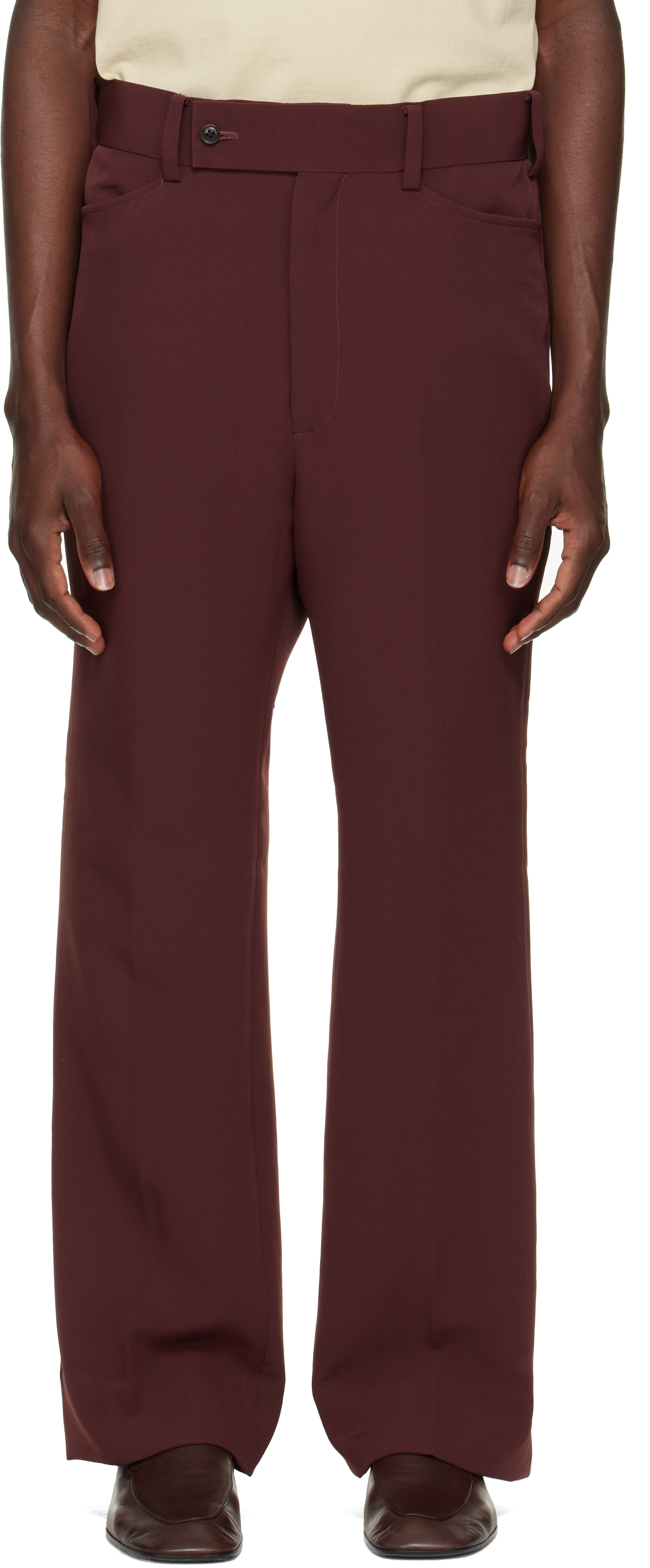 NEEDLES - Brown Poly Light Double Cloth Boot-Cut Trousers