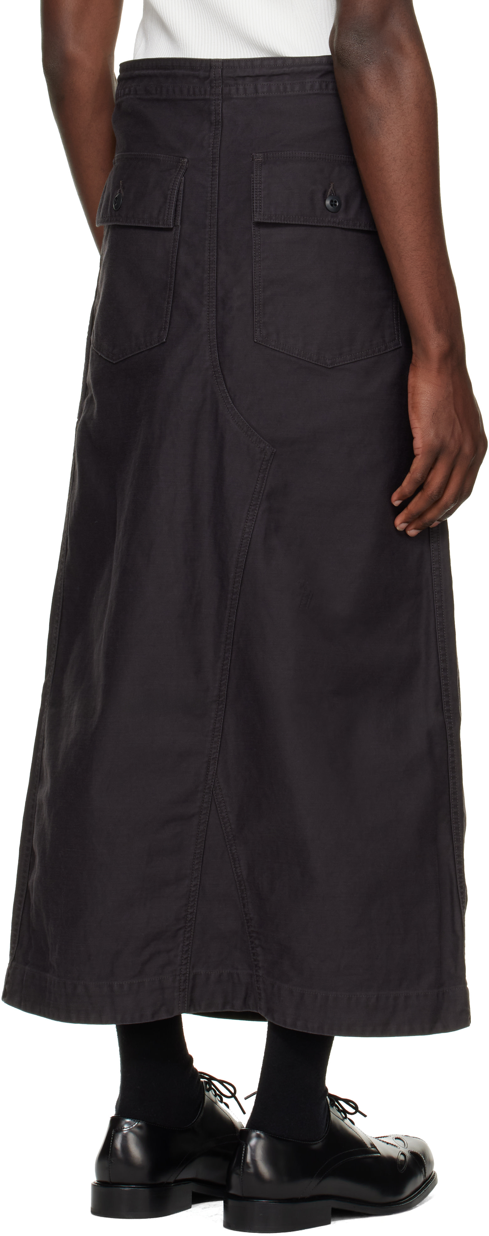 NEEDLES - Black Back Sateen String Fatigue Skirt