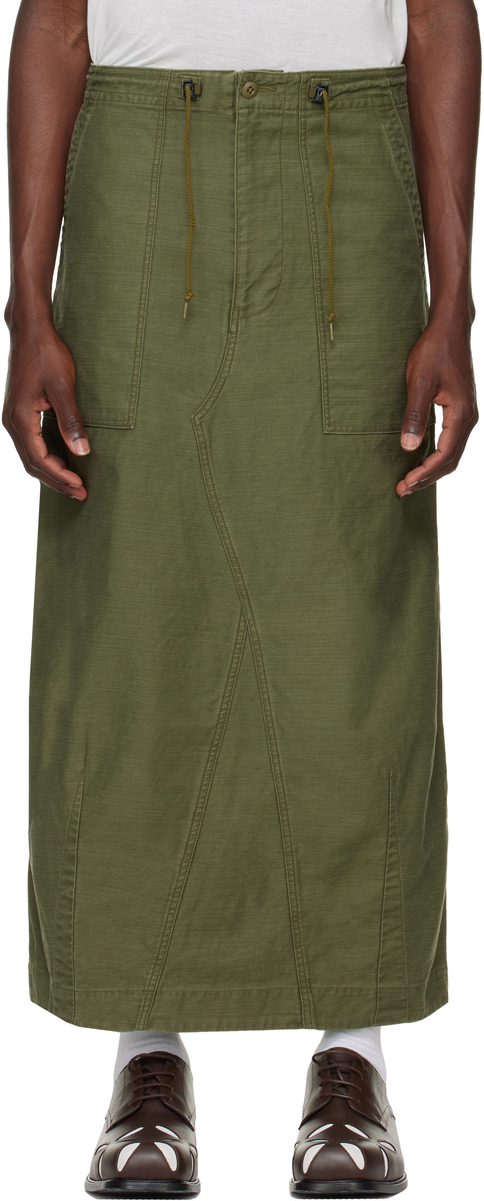 NEEDLES - Khaki Back Sateen String Fatigue Skirt