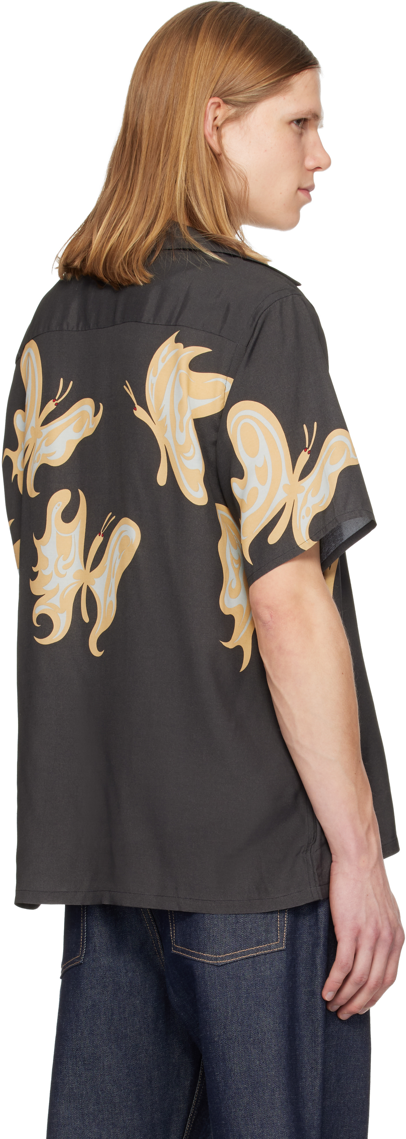 NEEDLES: Black Kae Tanaka Edition S/S One-Up Shirt | SSENSE
