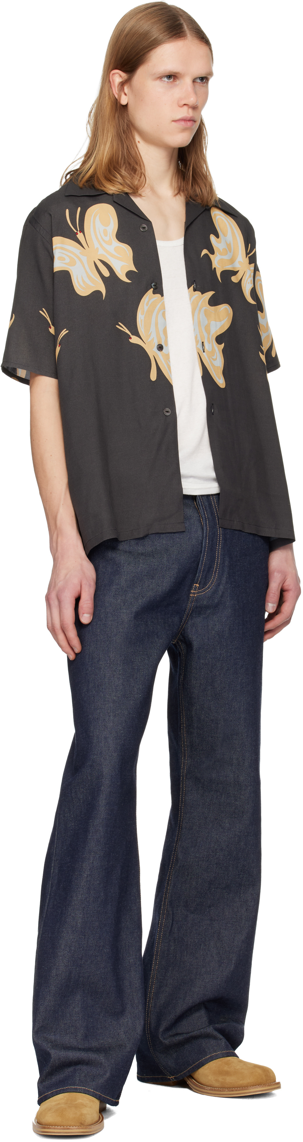 NEEDLES: Black Kae Tanaka Edition S/S One-Up Shirt | SSENSE