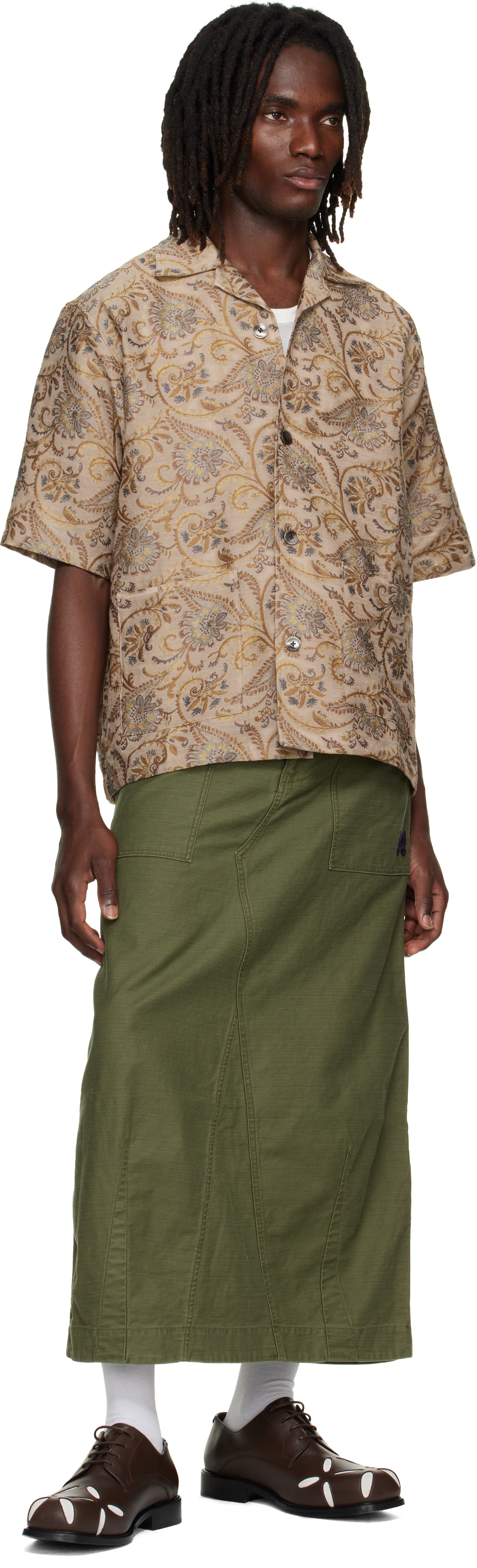 NEEDLES: ベージュ Paisley Jacquard Cabana シャツ | SSENSE 日本