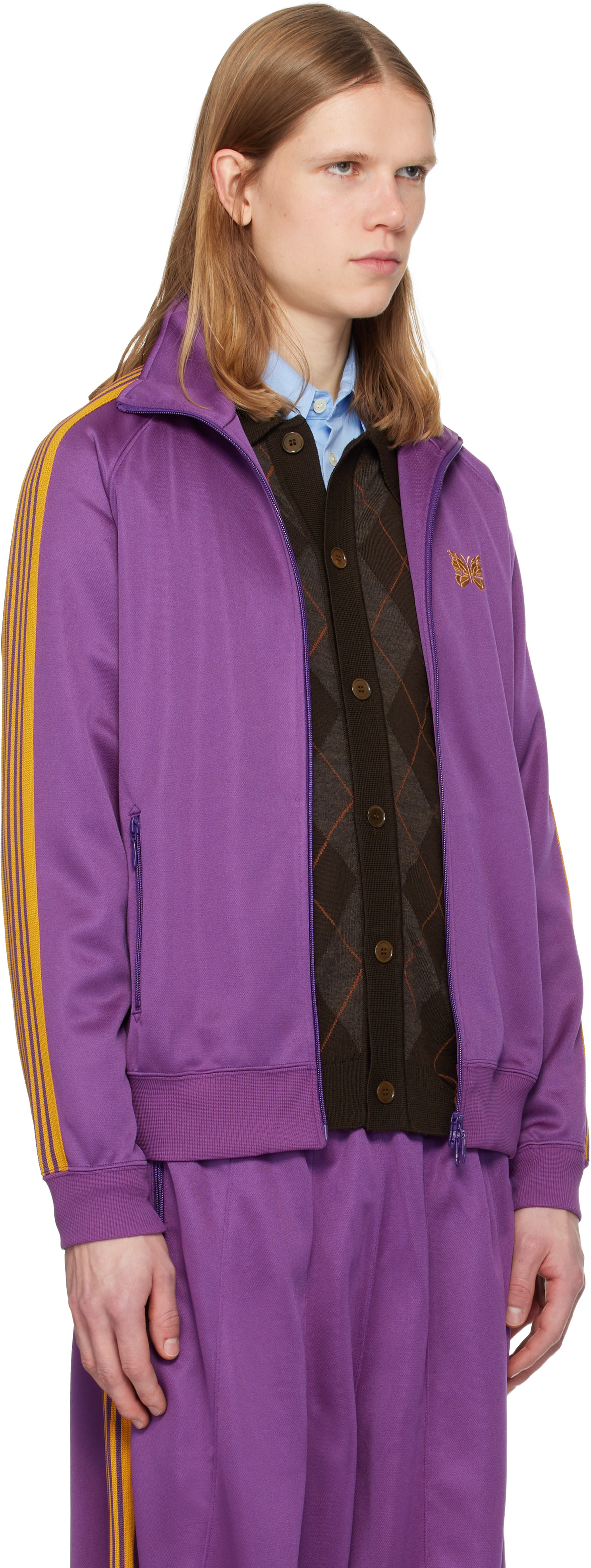 Needles Track Jacket - Poly Smooth 紫×茶　M NEEDLES: Purple Poly Smooth Track Jacket | SSENSE Canada