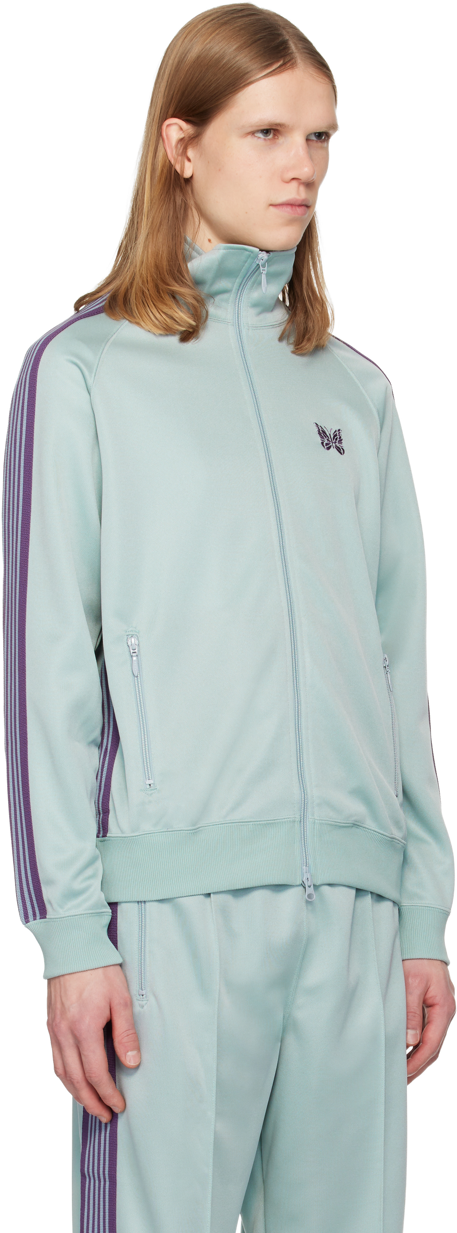 NEEDLES: Green Poly Smooth Track Jacket | SSENSE Canada