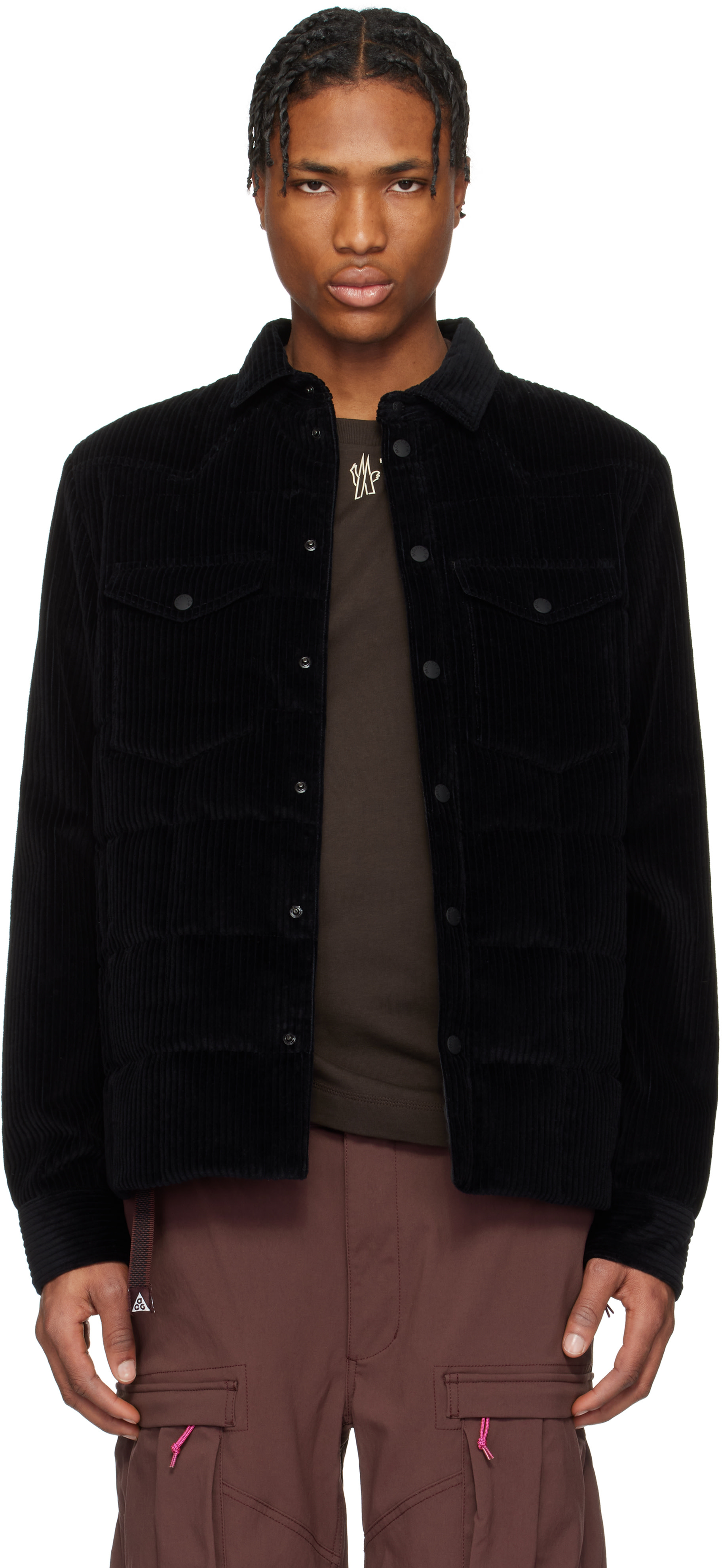 Moncler Grenoble: ブラック Gelt コーデュロイ ダウン シャツ