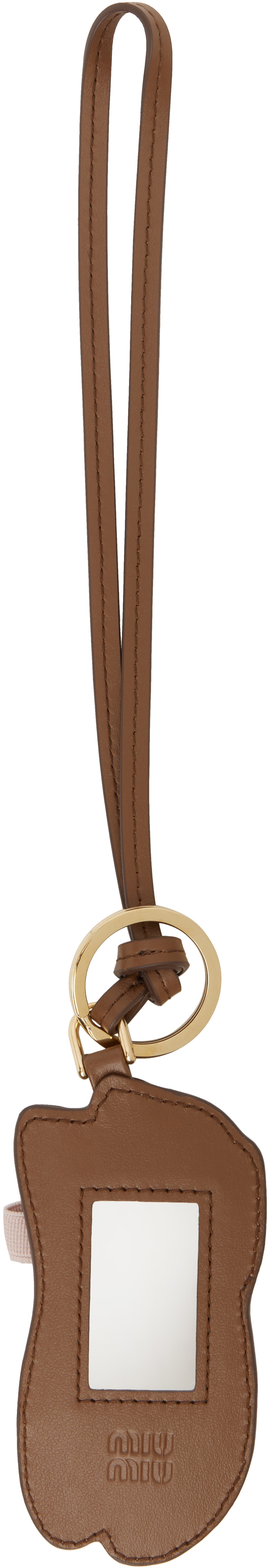 Miu Miu: Brown Miu Ballet Leather Trick Keychain | SSENSE Canada